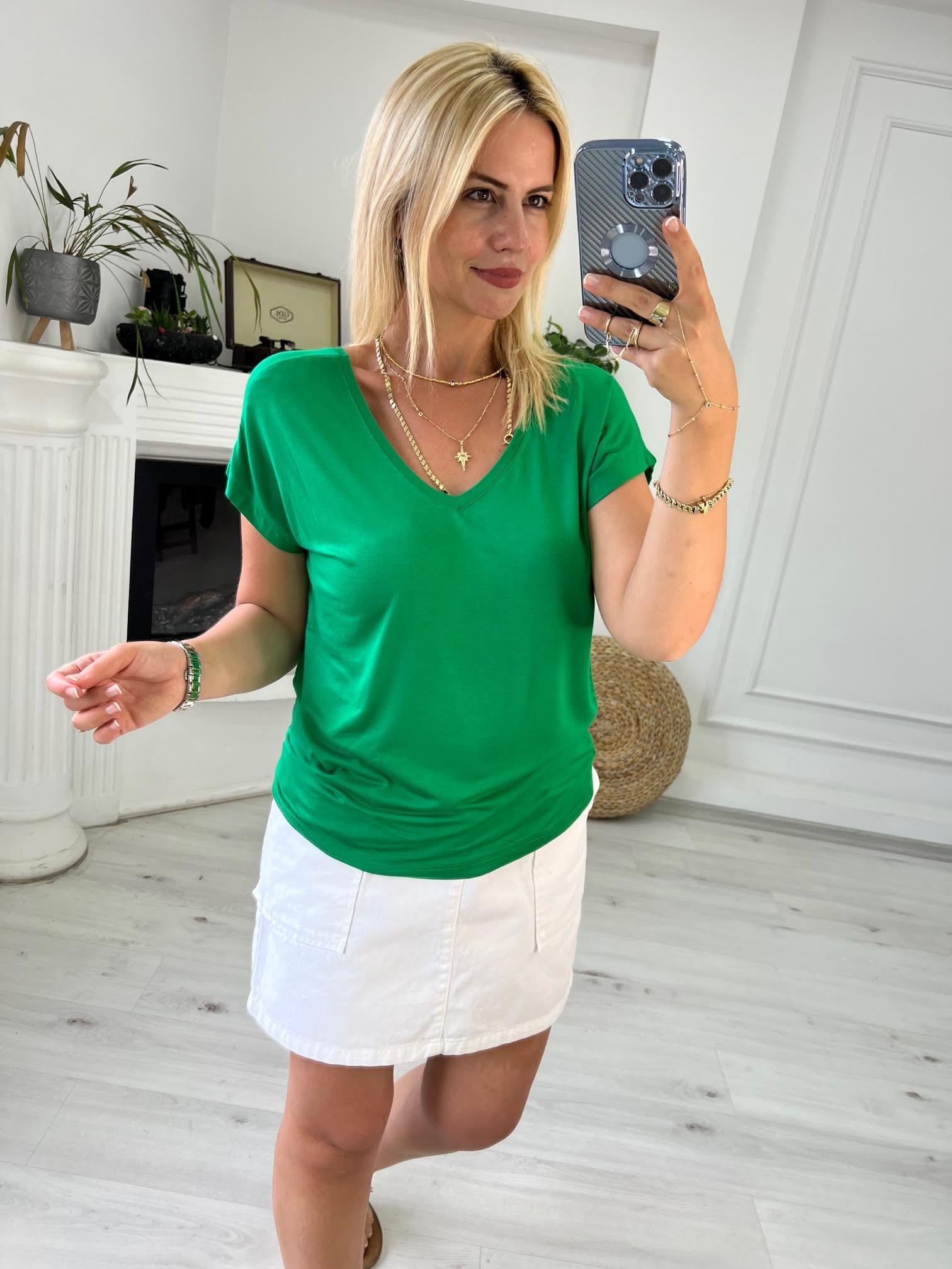 002 Ön V Arka V Tshirt YEŞİL