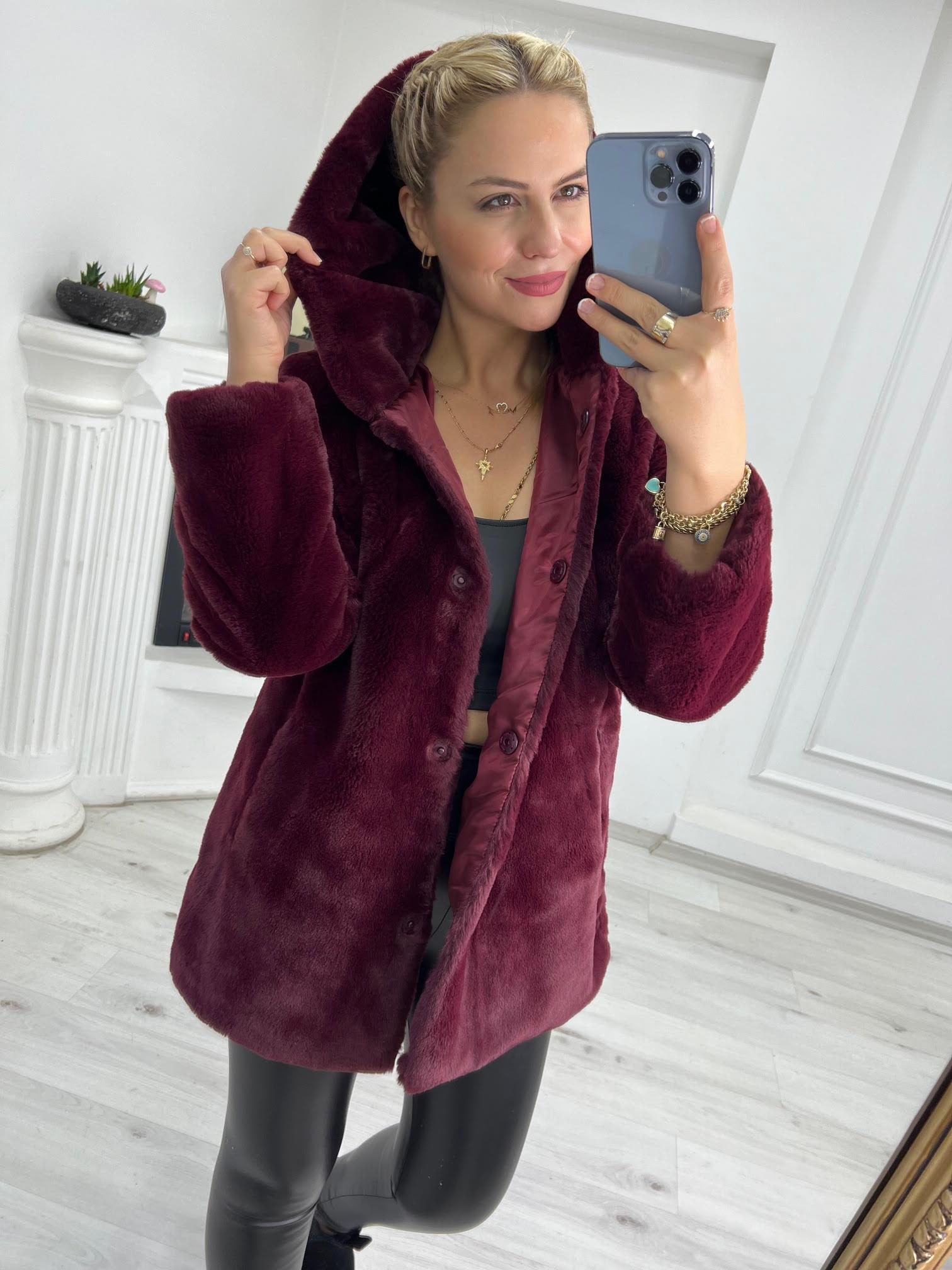 01 Peluş Mont BORDO