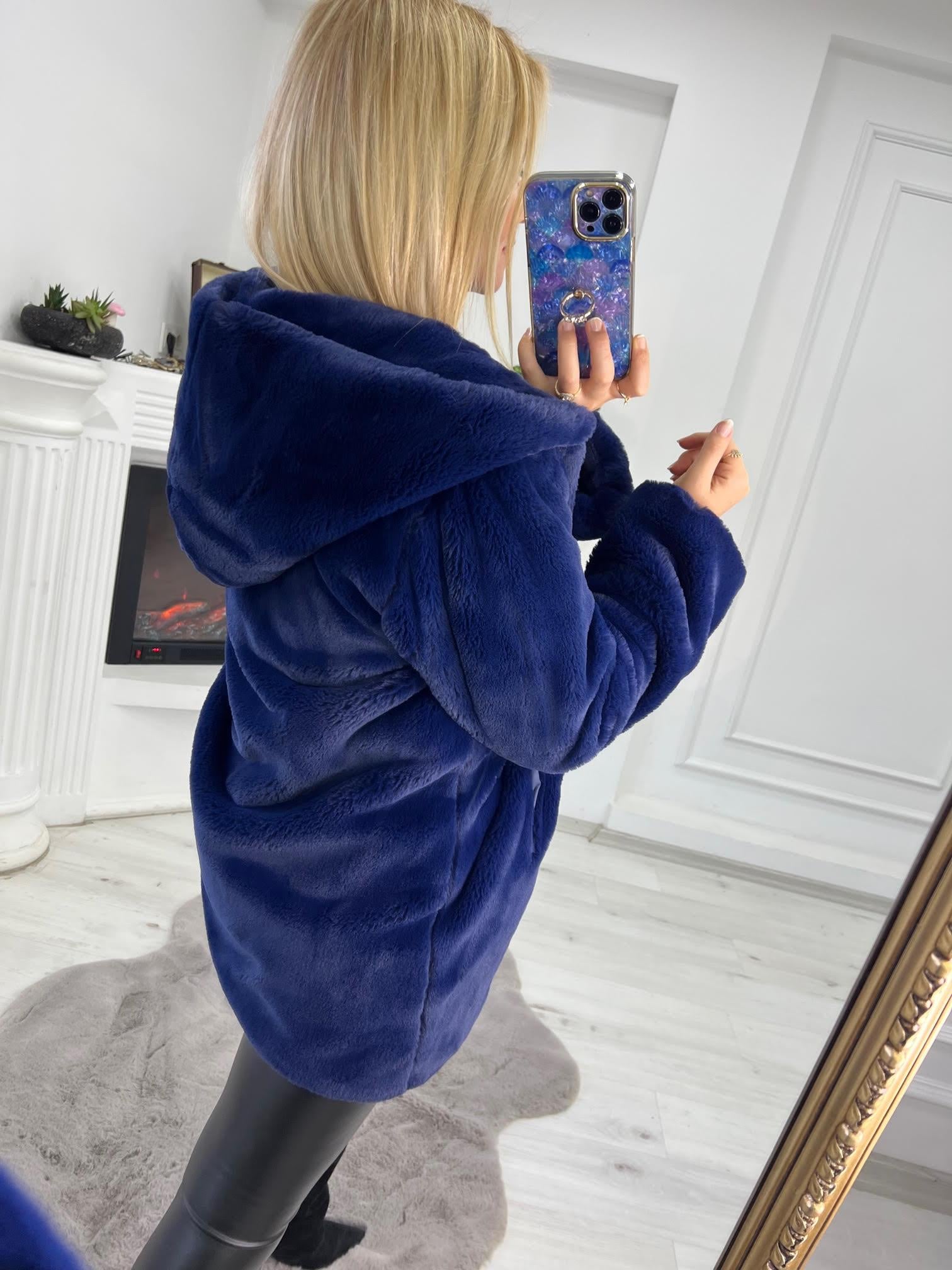 01 Peluş Mont LACİVERT