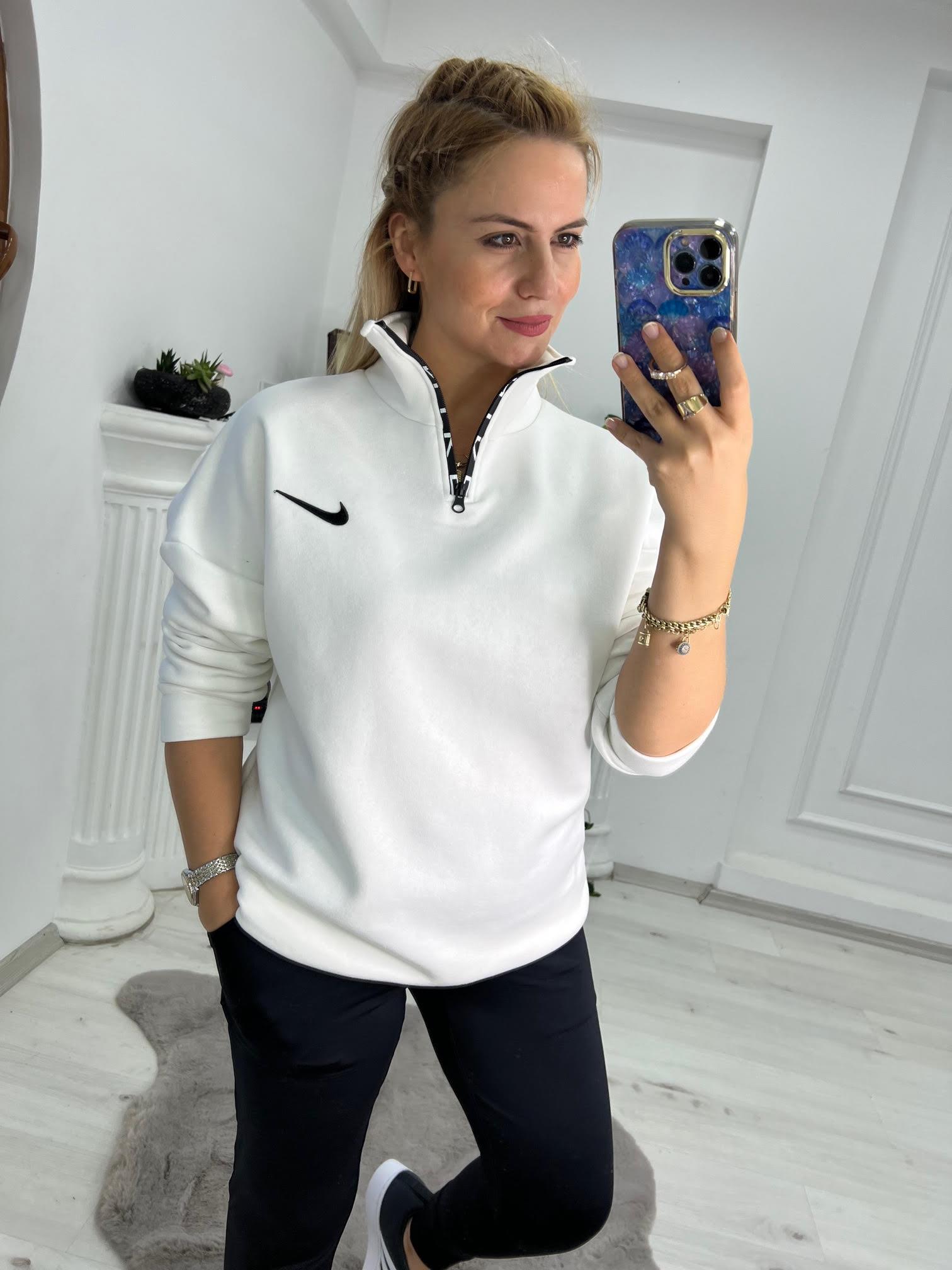 01 Yarım Fermuar Sweat BEYAZ