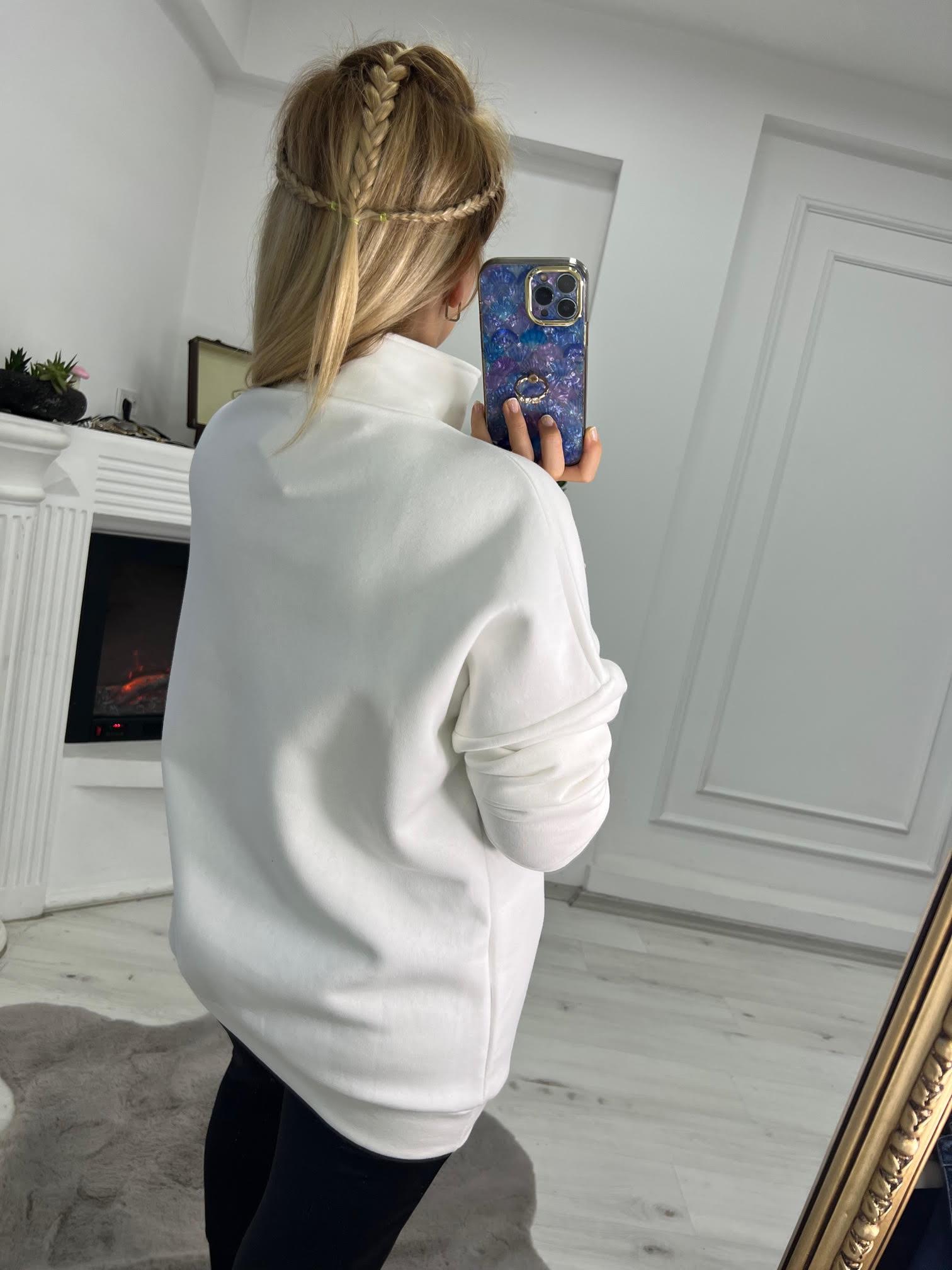 01 Yarım Fermuar Sweat BEYAZ