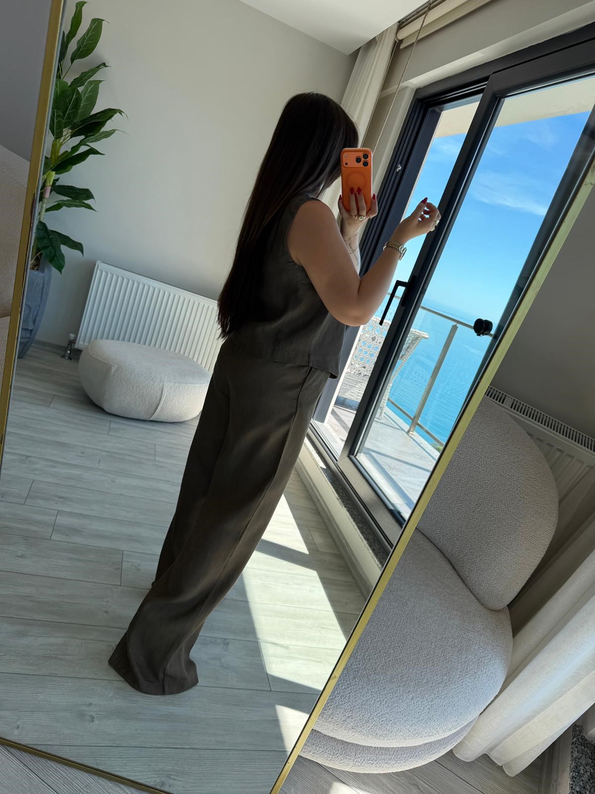 0102 Yelek Pantalon Takım KAHVE