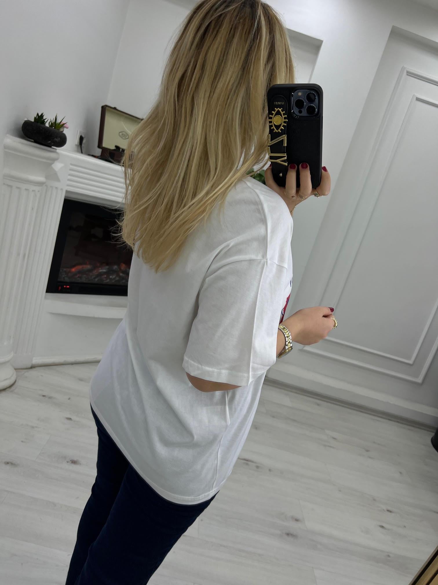 0230 Baskılı Tshirt EKRU