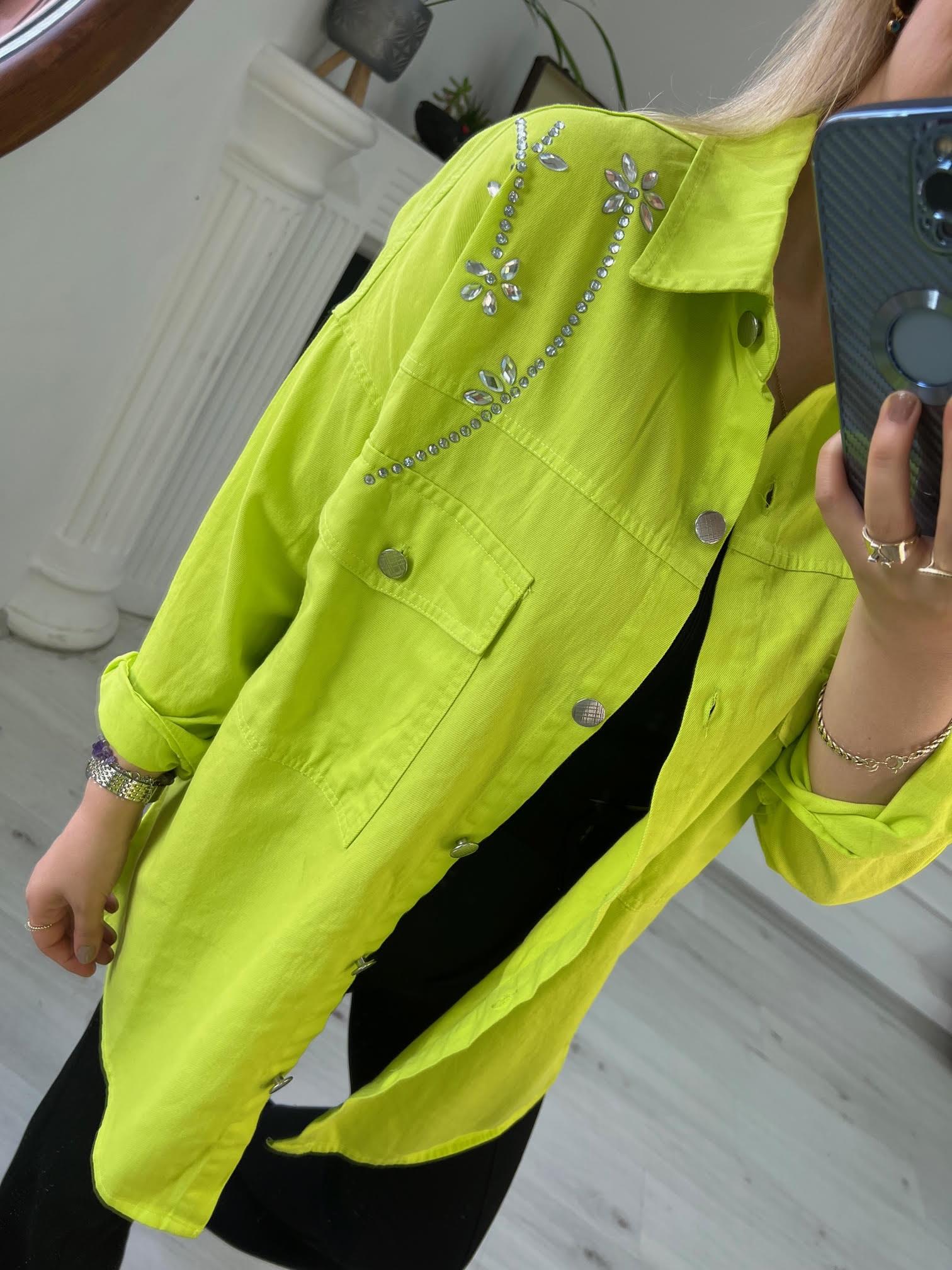 0247 Gabardin Gömlek NEON YEŞİL