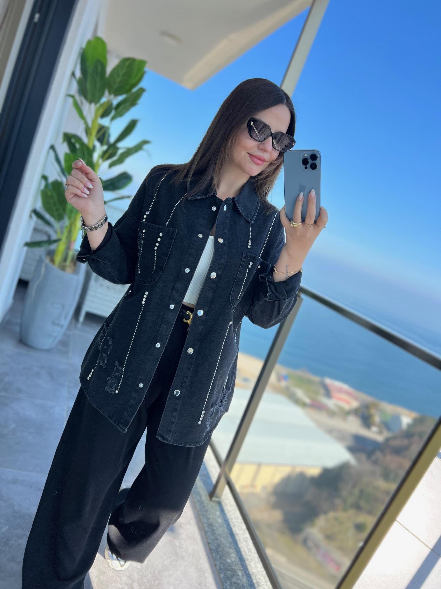 0251 Taş İşlemeli Gömlek ANTRESİT