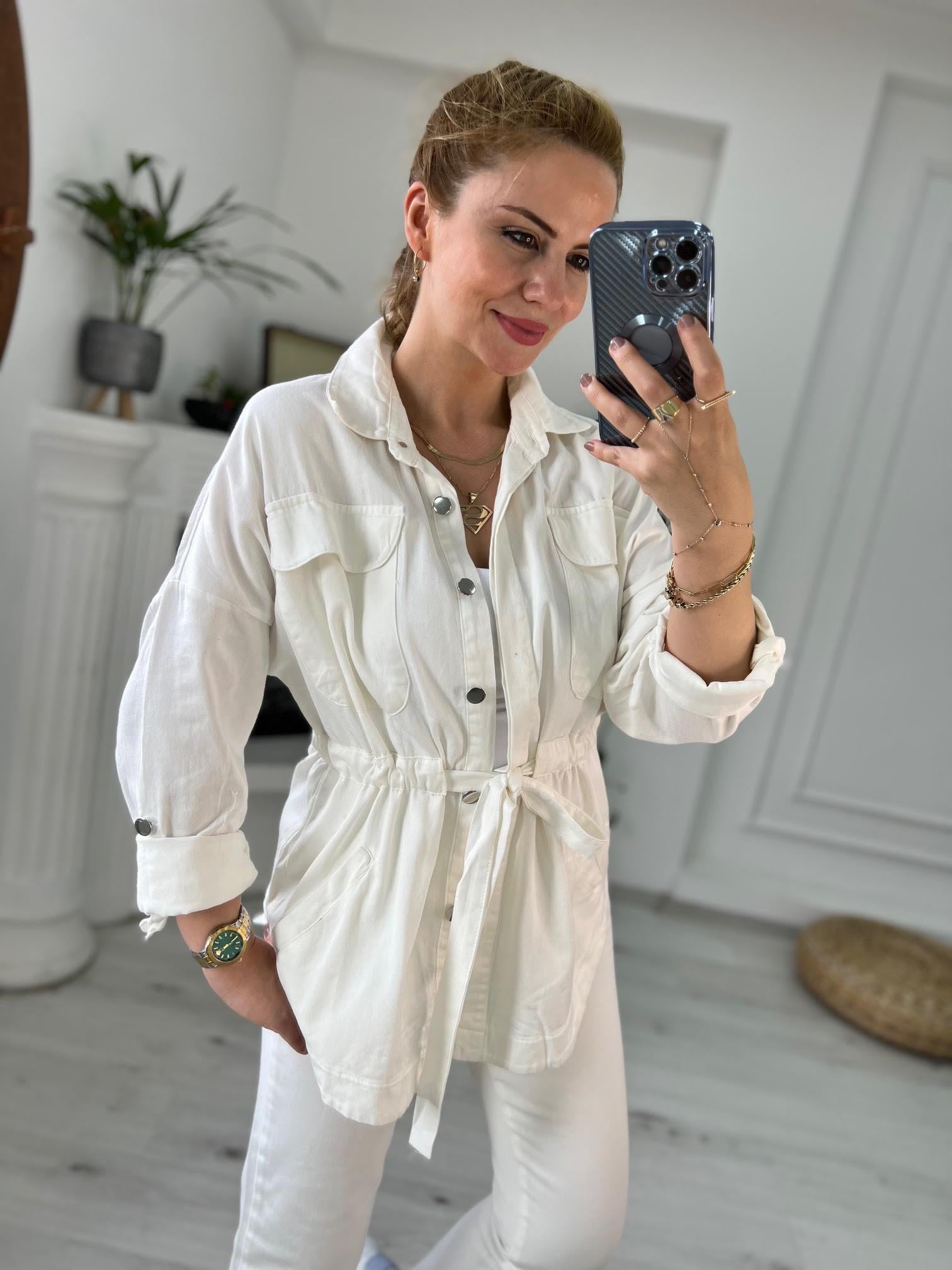 0259 Gabardin Ceket BEYAZ