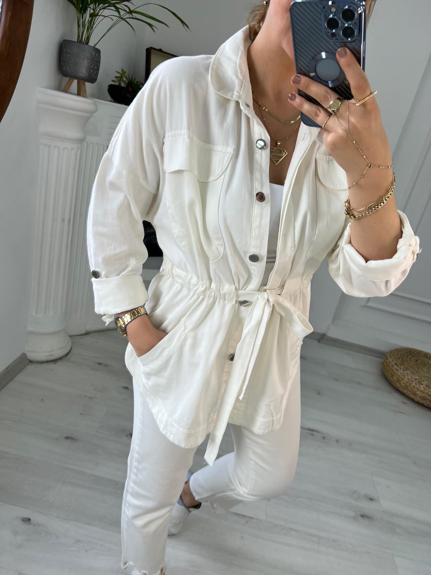 0259 Gabardin Ceket BEYAZ