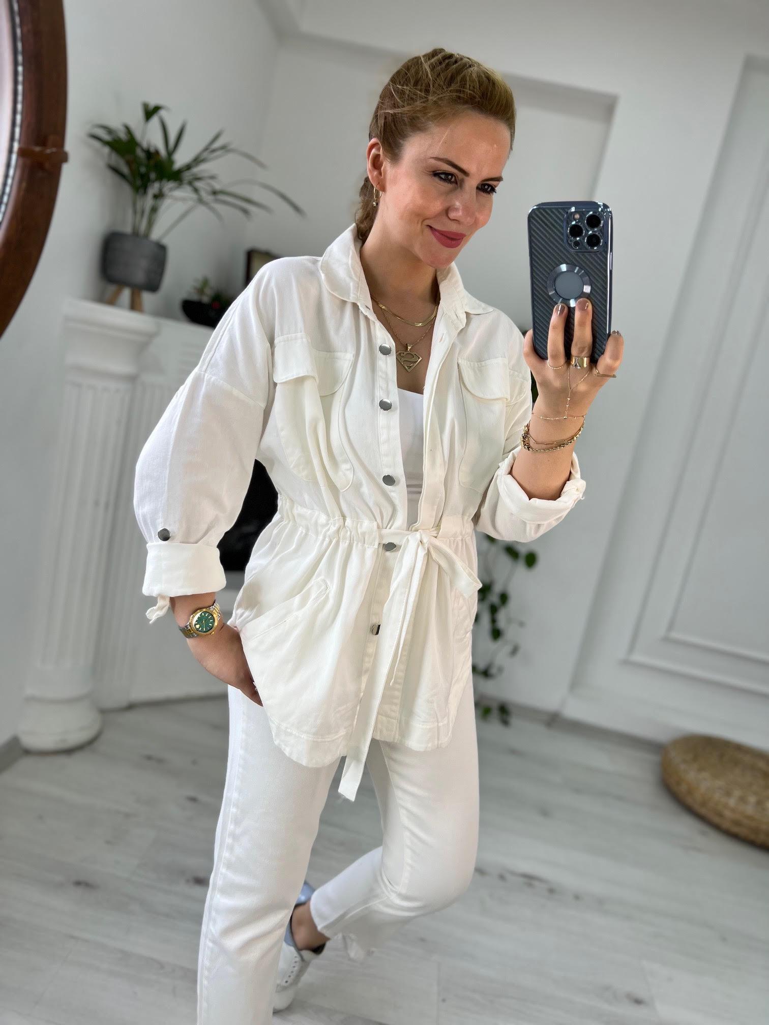 0259 Gabardin Ceket BEYAZ