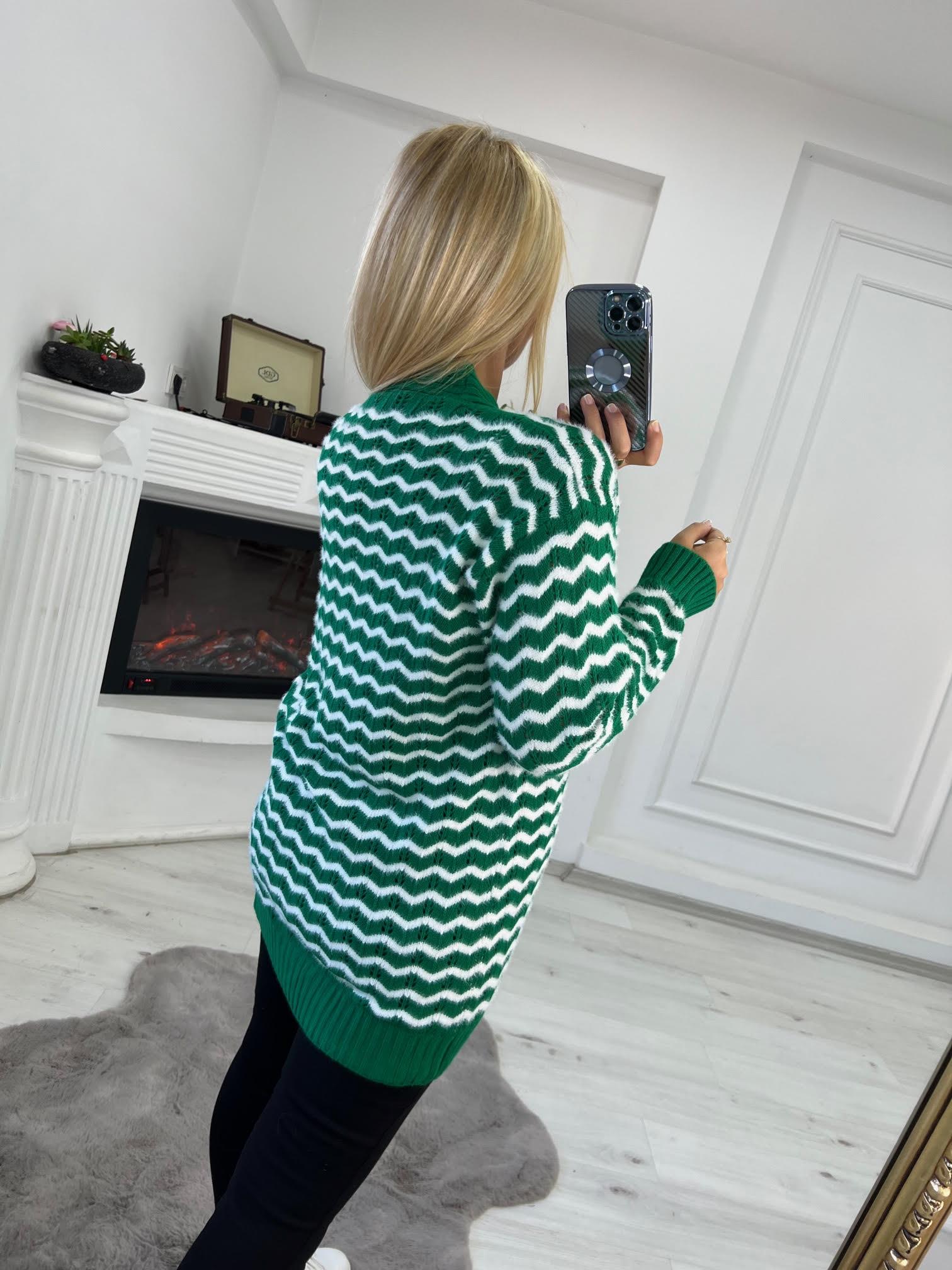 03 Zigzaglı Hırka YEŞİL