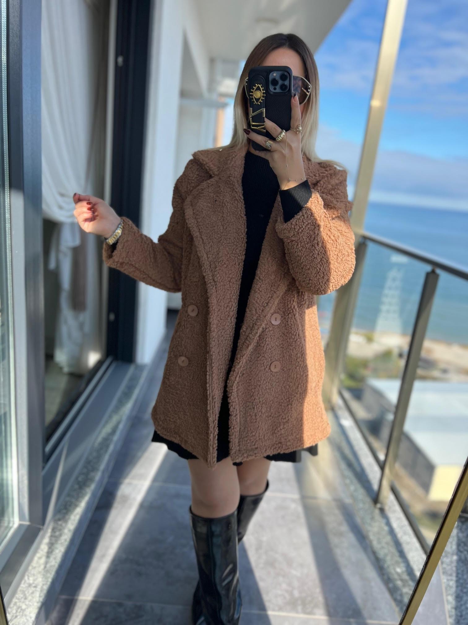 030 Çift Düğmeli Ara Boy Kaban KAHVE