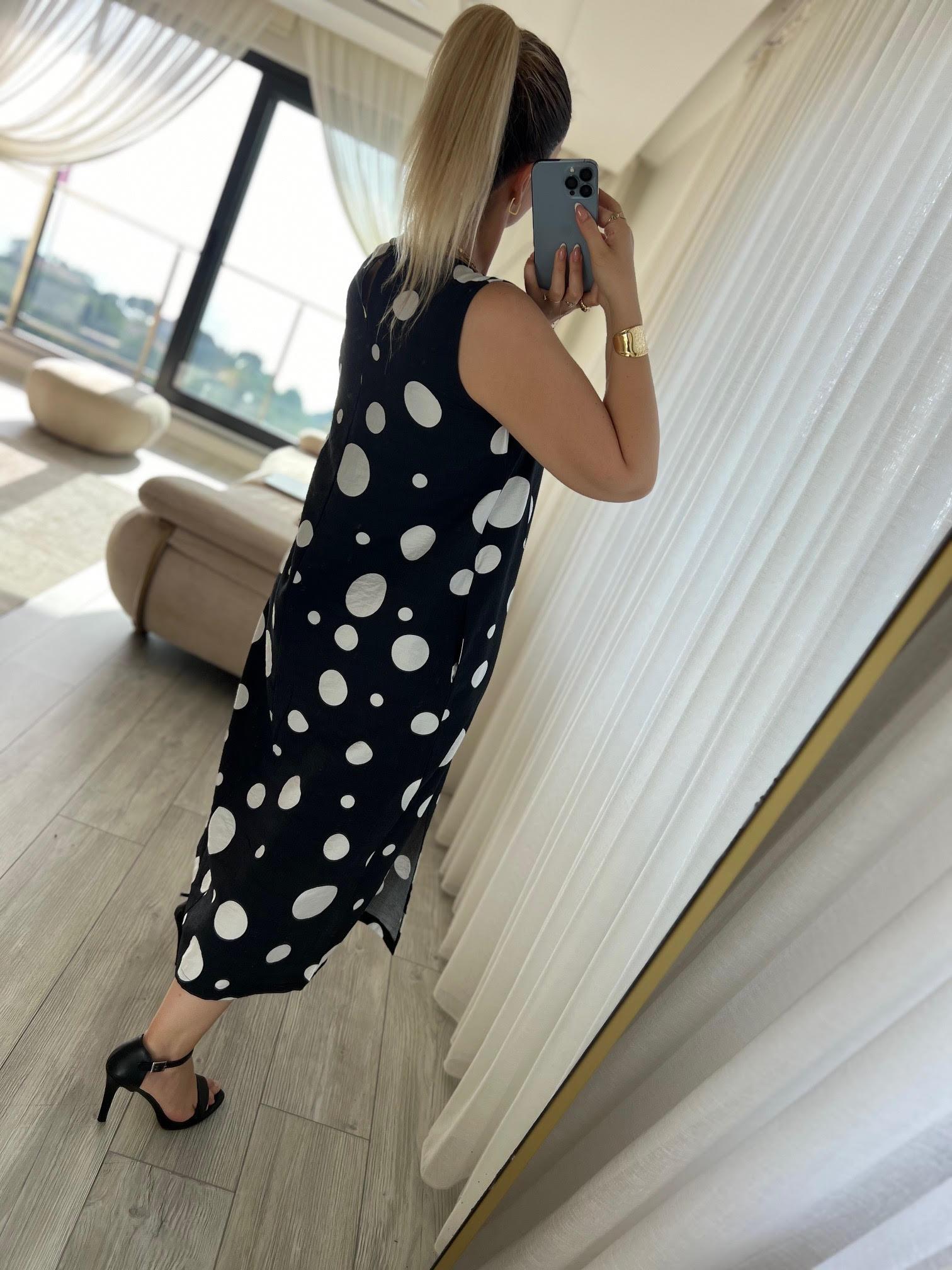 034 Ön Yırtmaçlı Uzun Elbise SİYAH