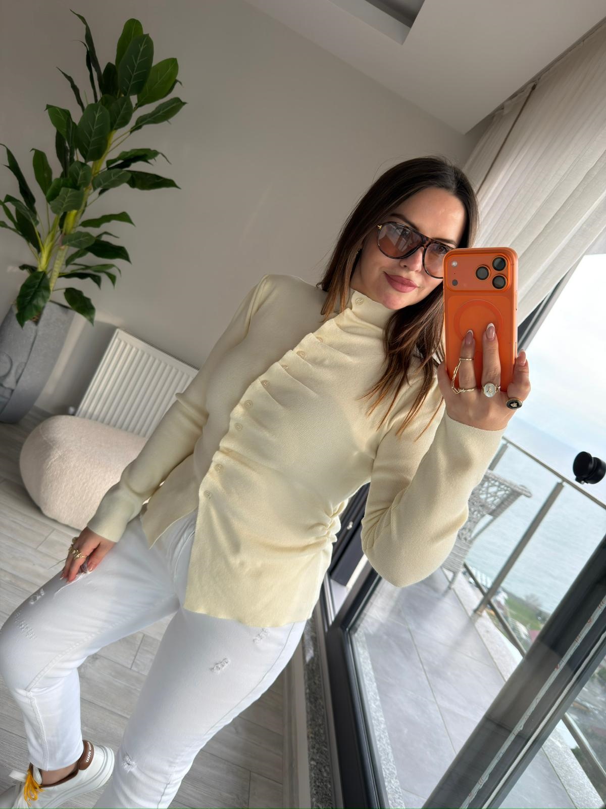0376 Korspan Önü Fırfırlı Hırka VANİLYA