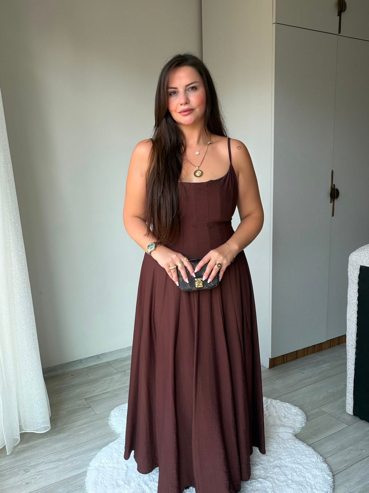040 Elbise KAHVE