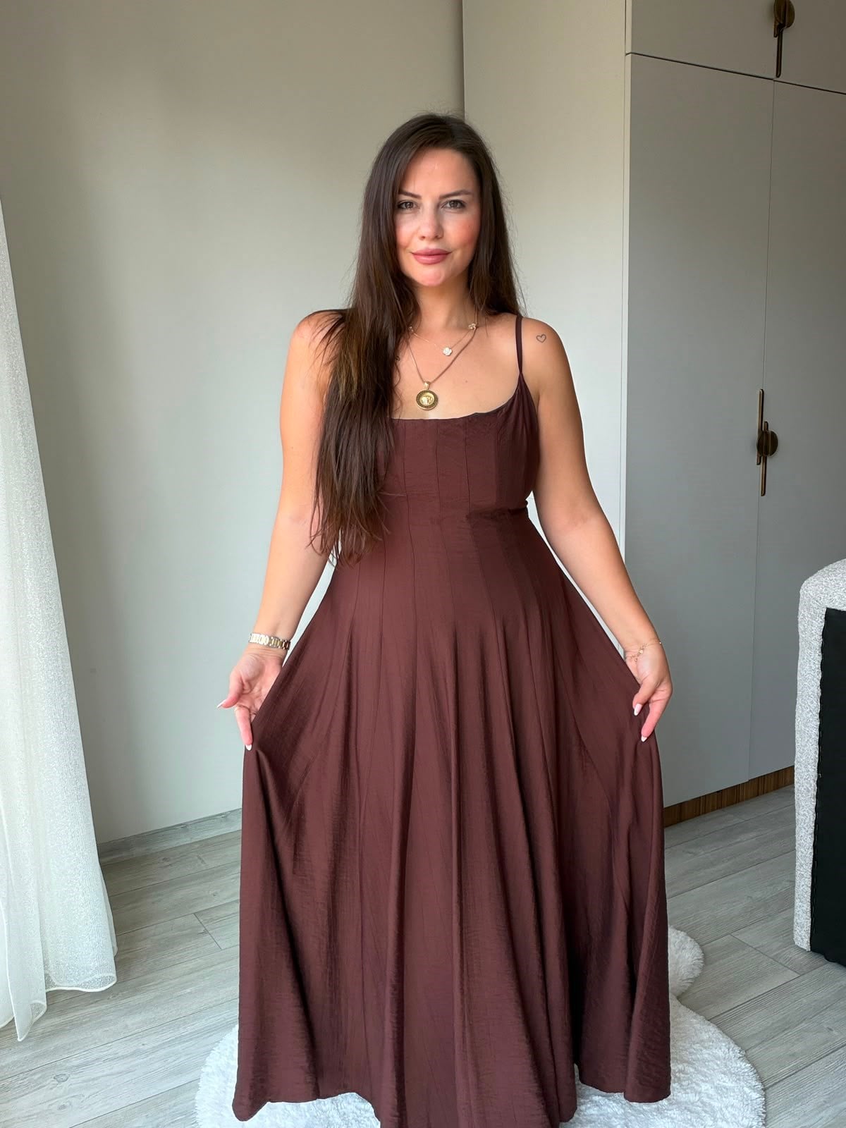 040 Elbise KAHVE