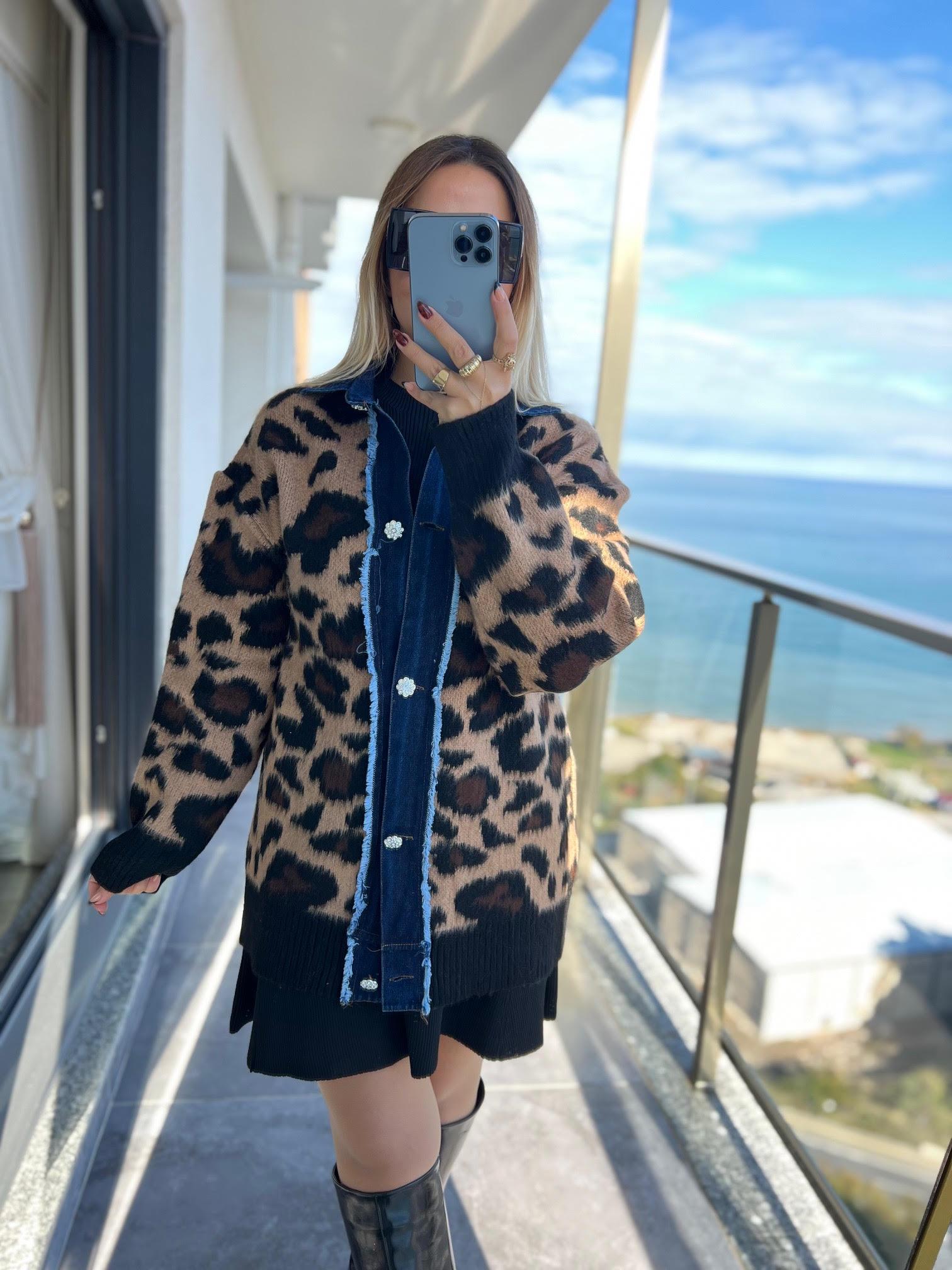 045  KoT Geçişli Leopar Hırka LEOPAR