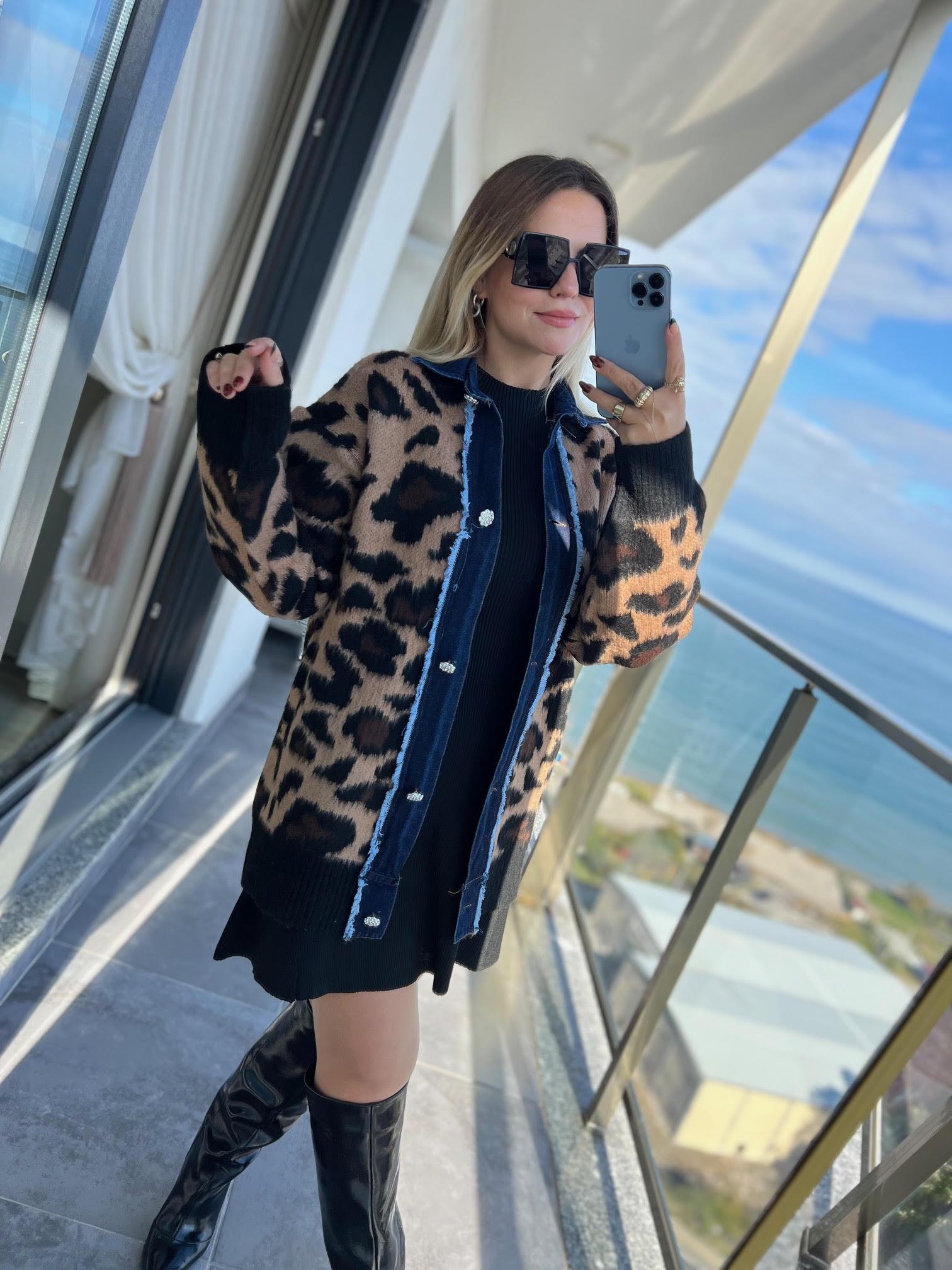 045  KoT Geçişli Leopar Hırka LEOPAR