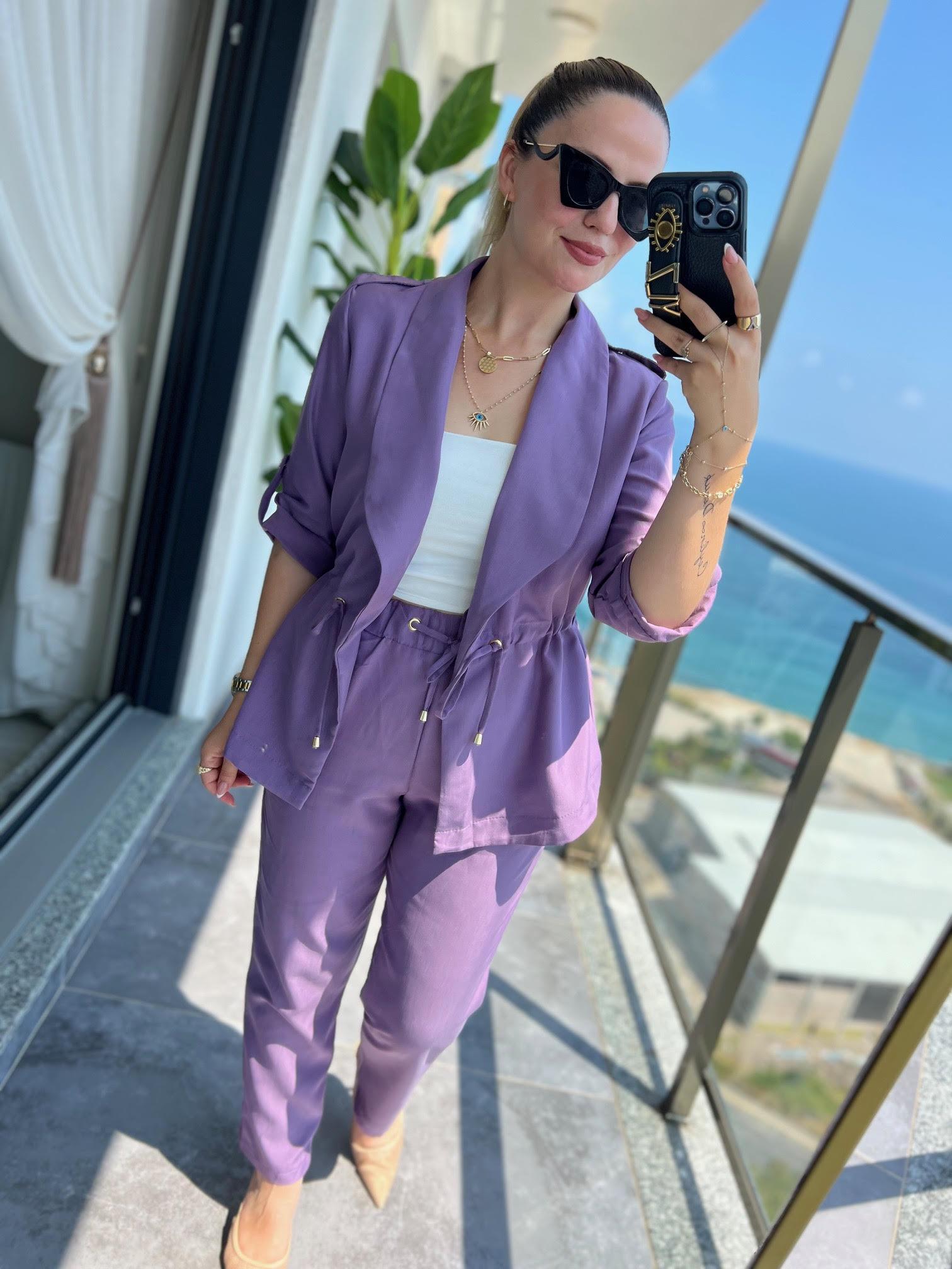 0514 Tencel Ceket Pantolon Takım MOR