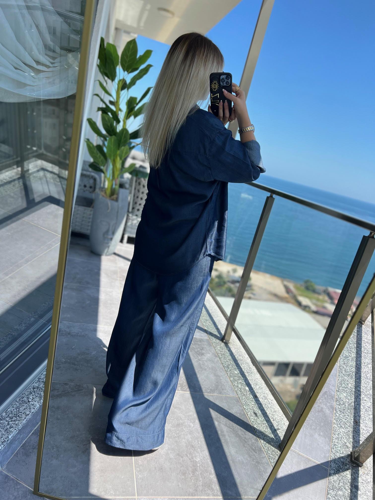 0528 Denim Gömlek Pantolon Takım LACİVERT
