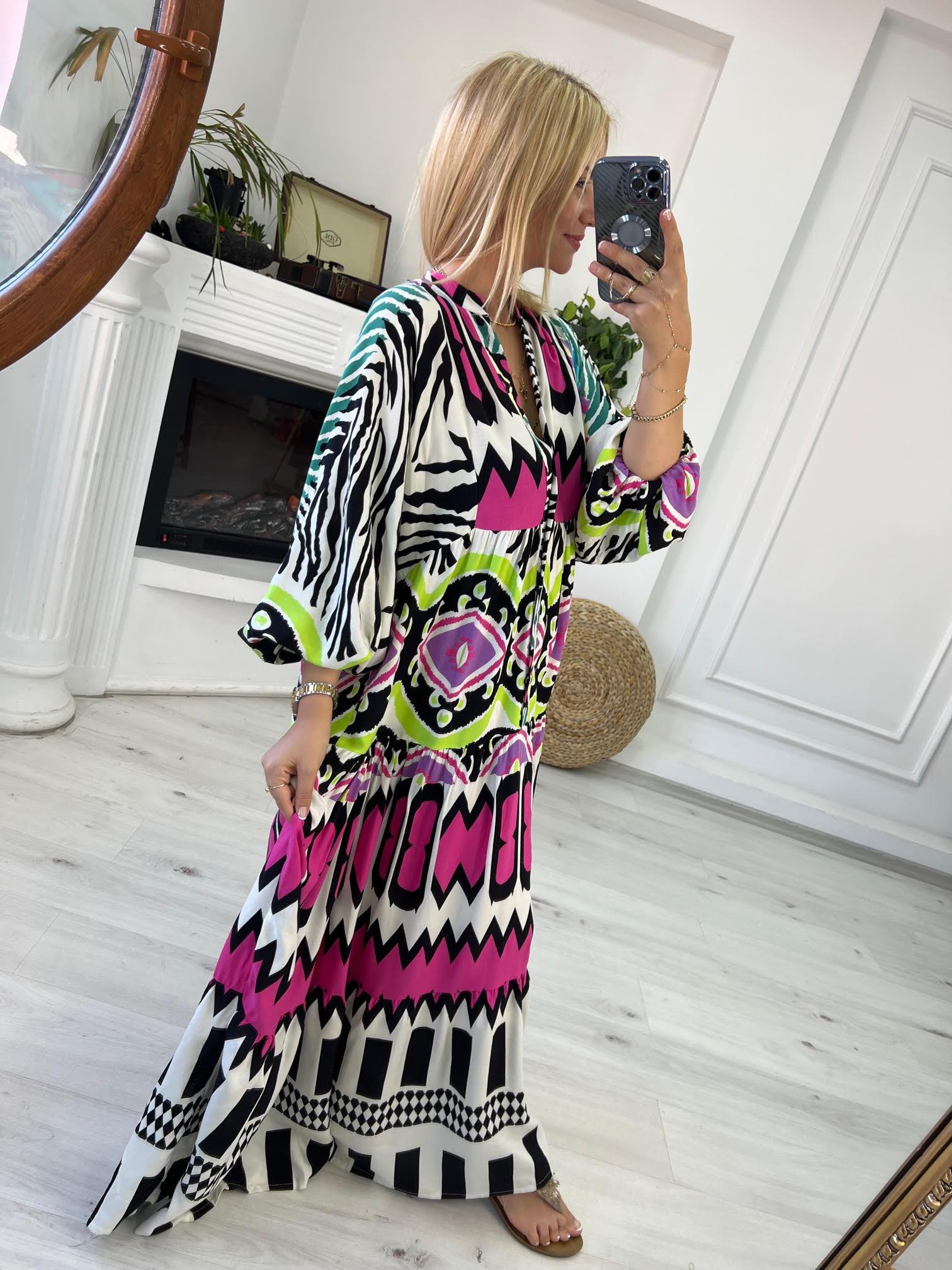 056 Katleya Model Elbise DESENLİ