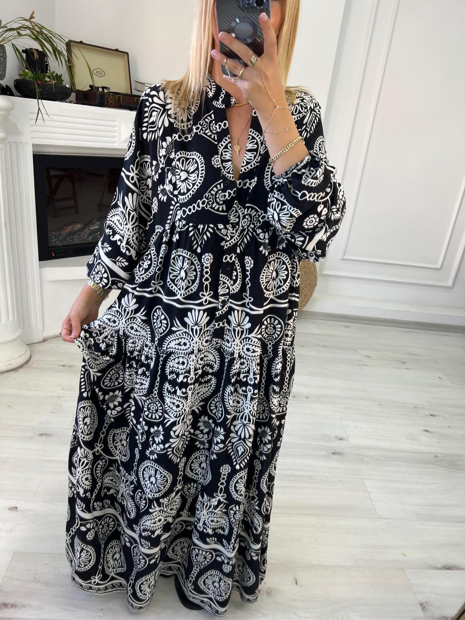 056 Katleya Model Elbise SİYAH