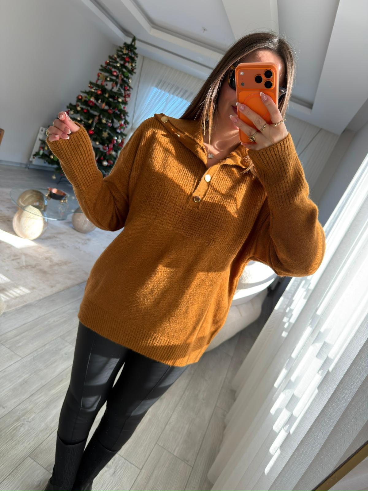 059 Patlı Polo Yaka Kazak TABA