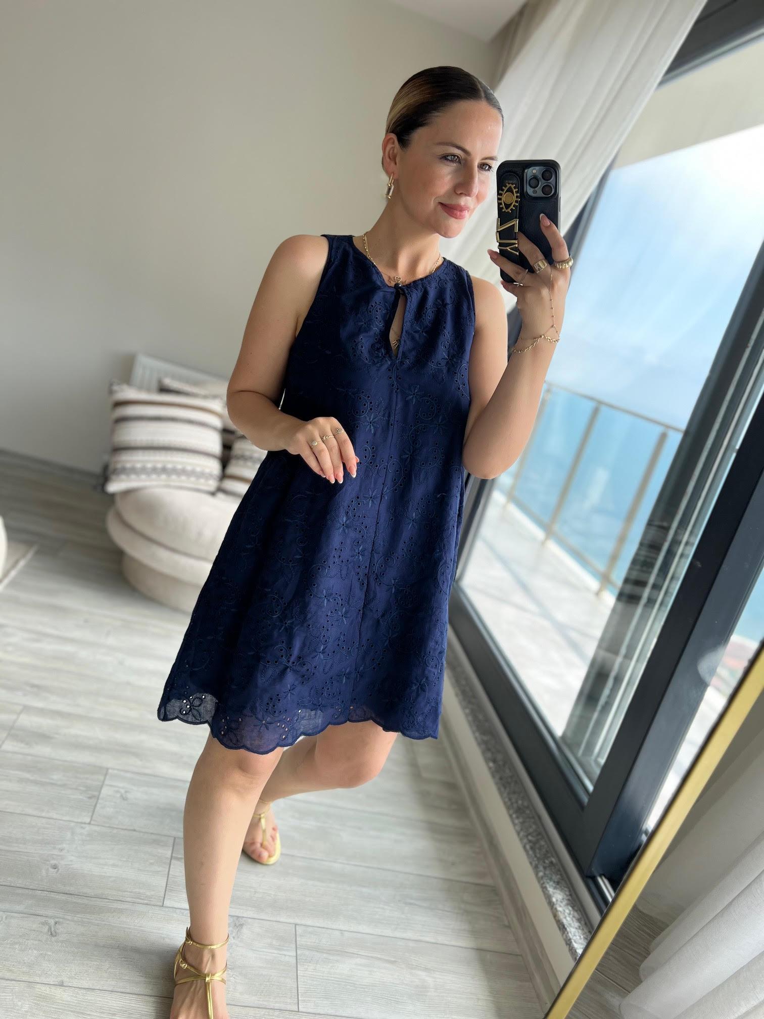 0720Fisto Mini Elbise LACİVERT
