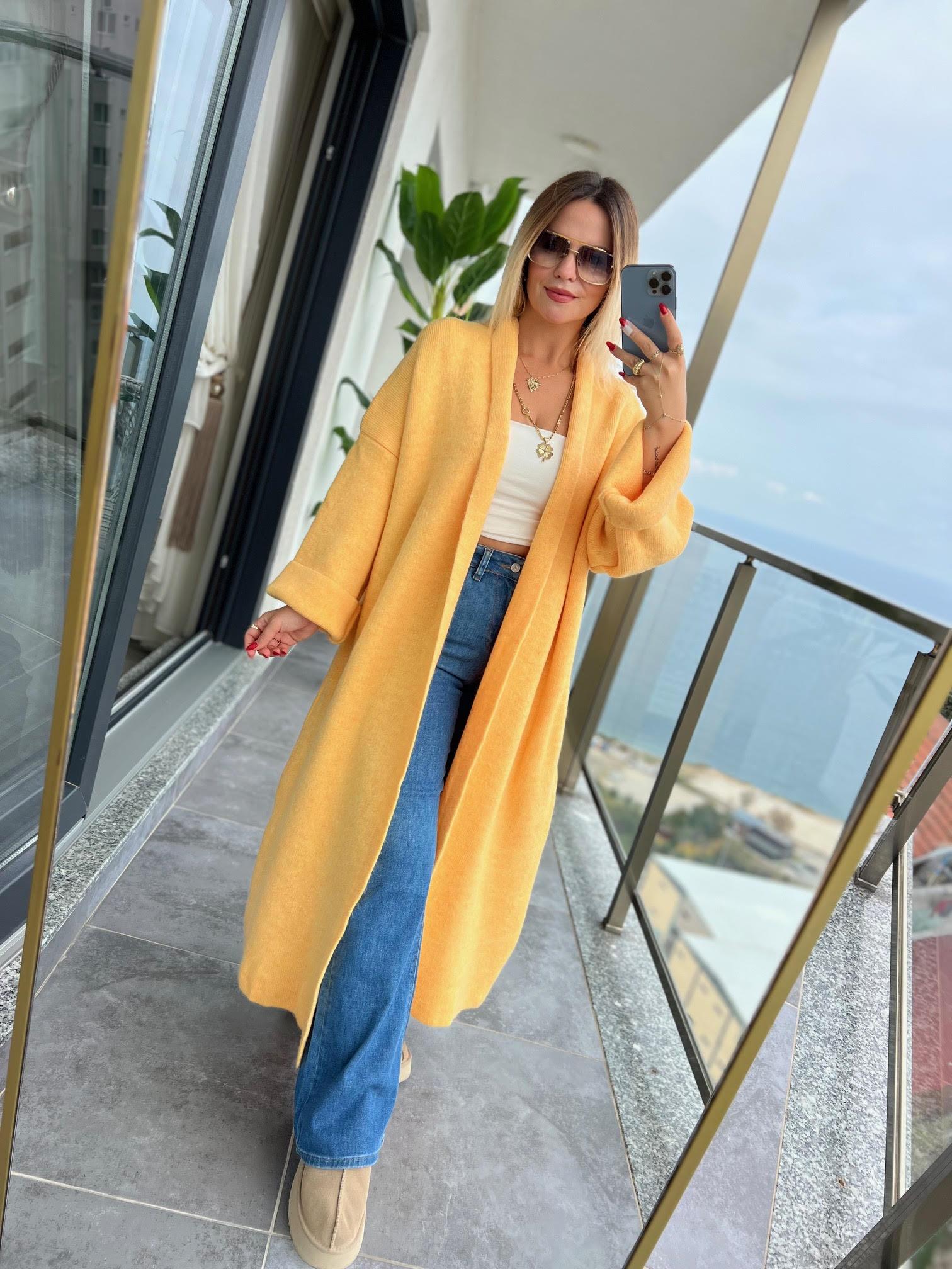 0989 Salaş Triko Hırka SARI