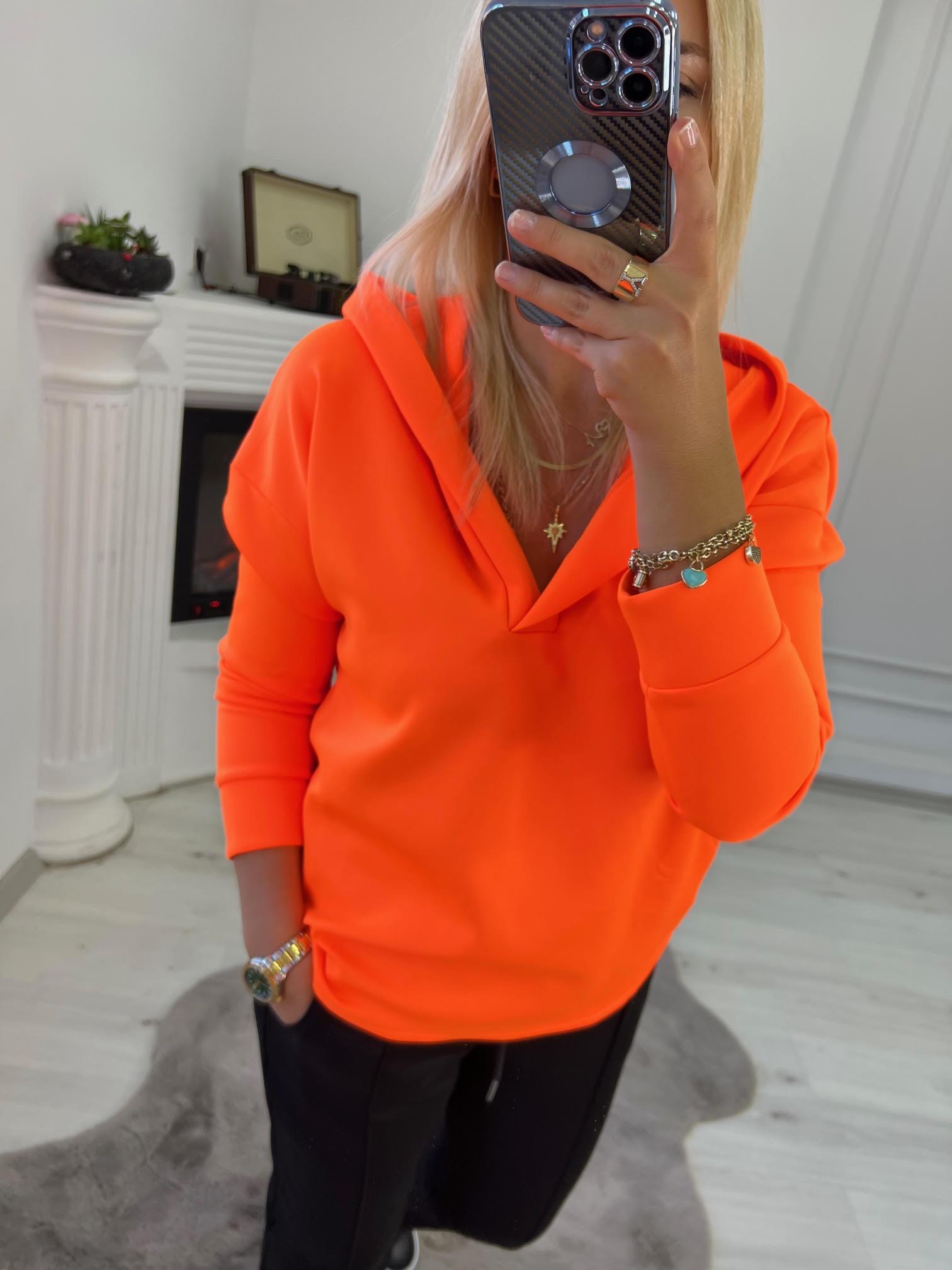 1001 Kapşonlu Skuba Sweatshirt NEON TURUNCU
