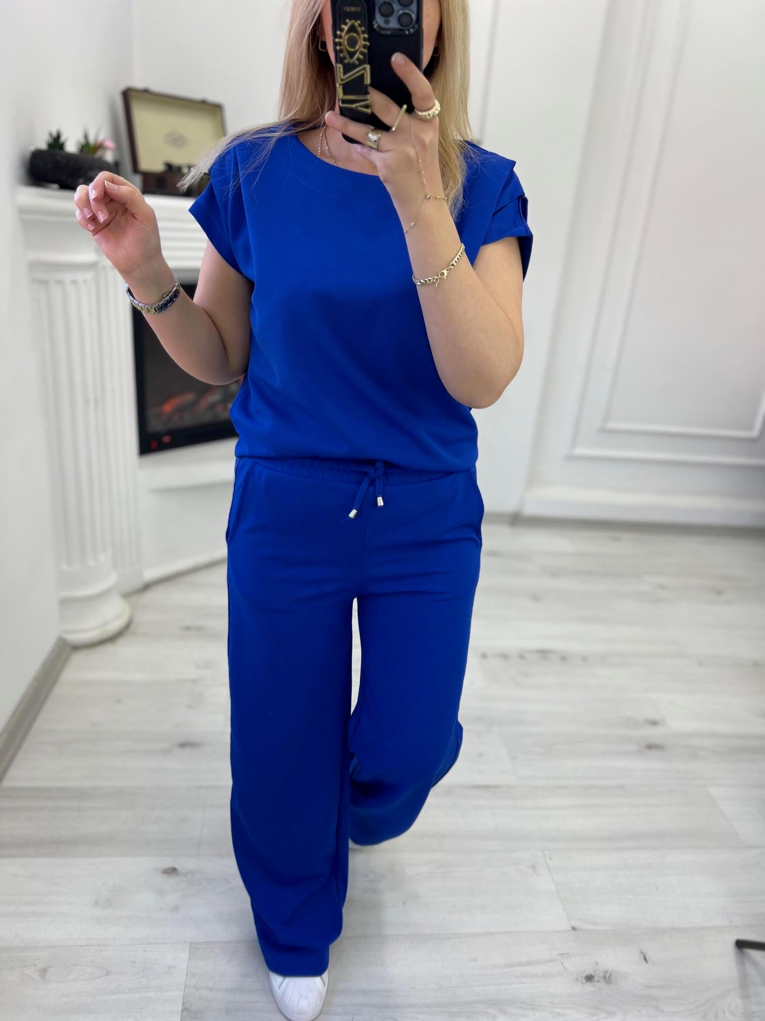 1010 Drapeli Likralı Crep Kumaş Takım SAKS