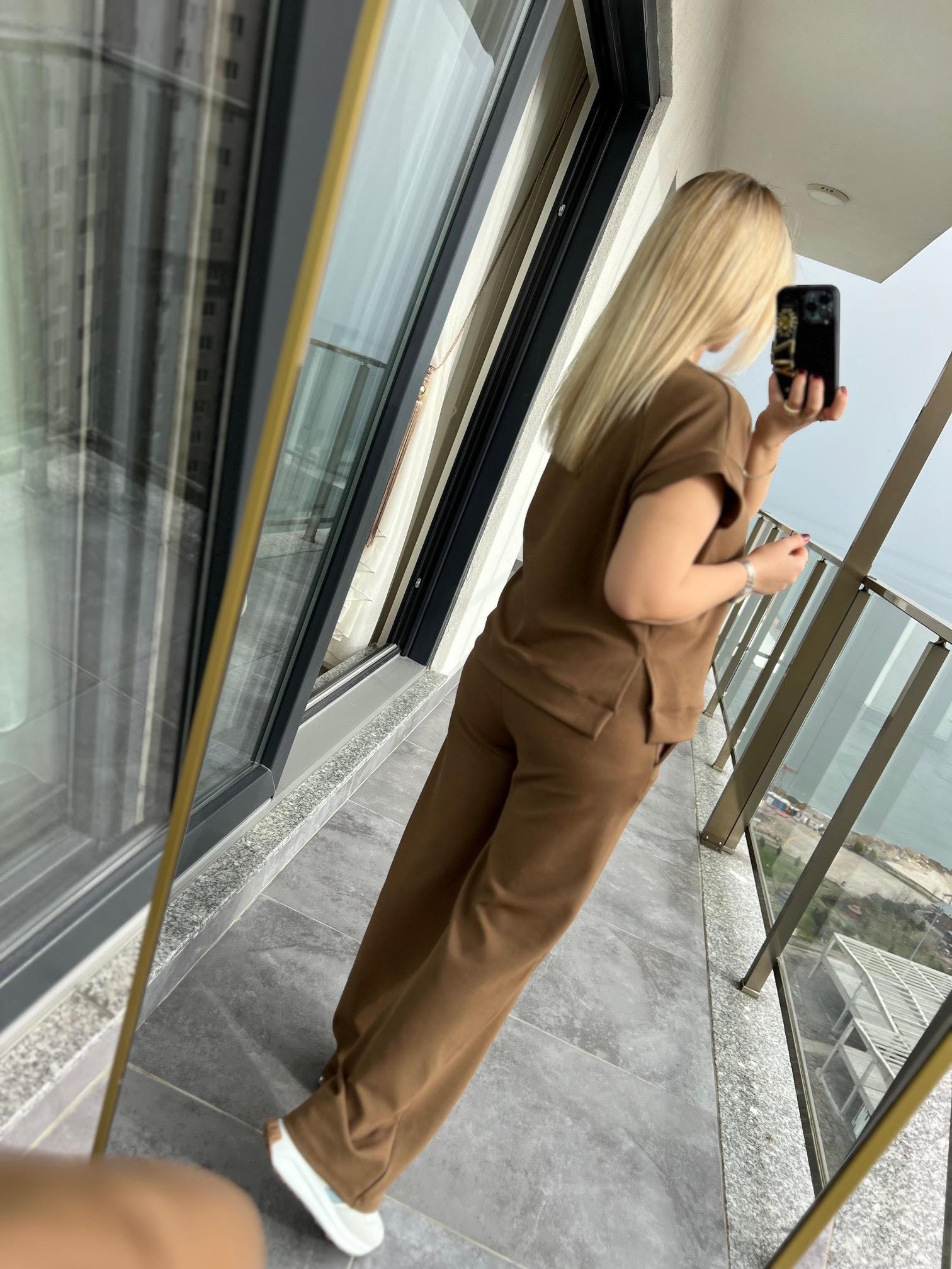 1011 Bluz Pantolon Takım KAHVE