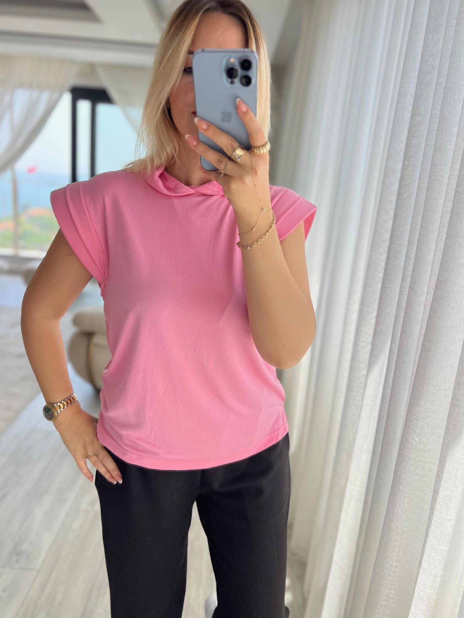 1017 Kapşonlu Modal Buluz PEMBE