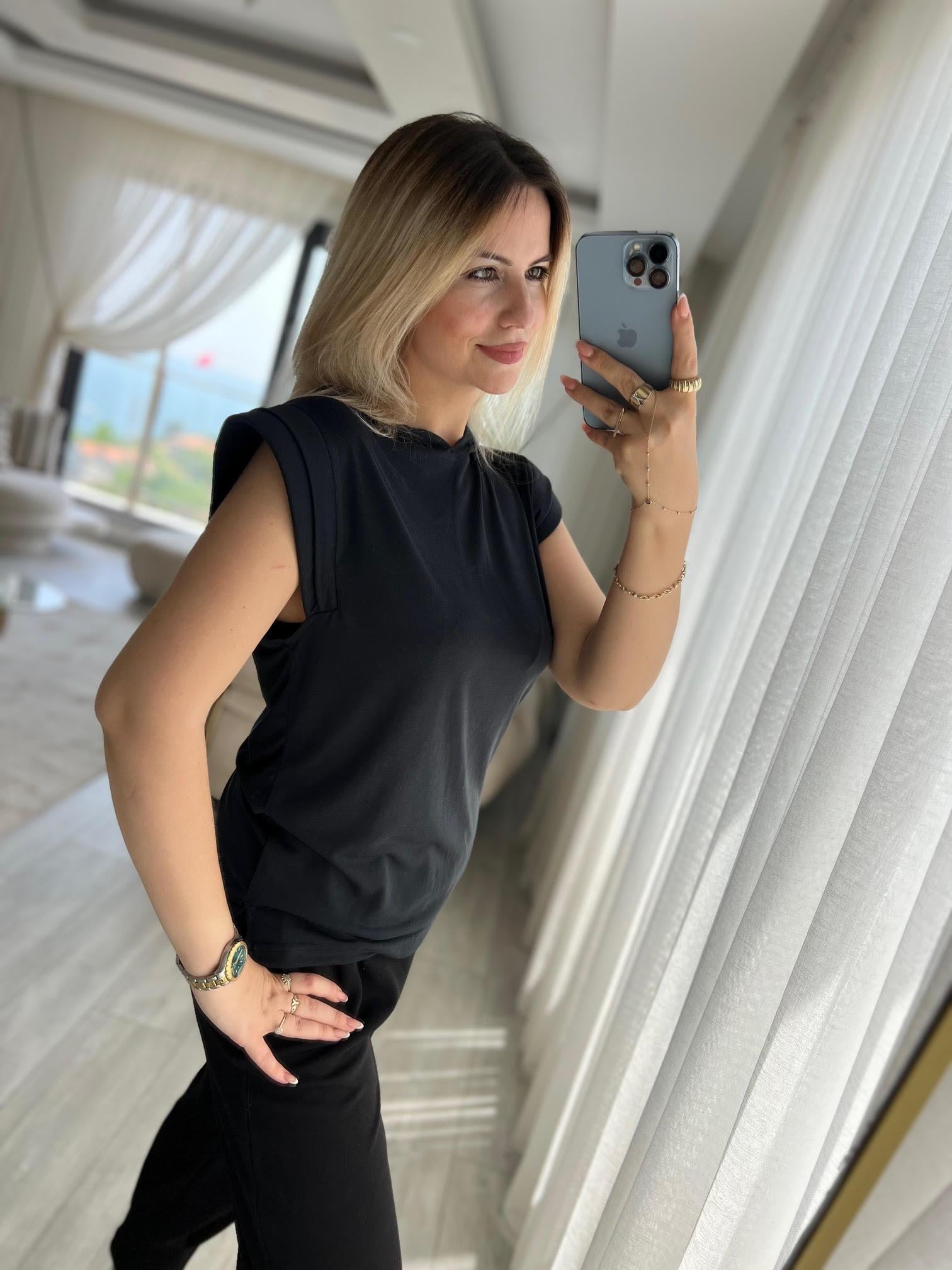 1017 Kapşonlu Modal Buluz SİYAH