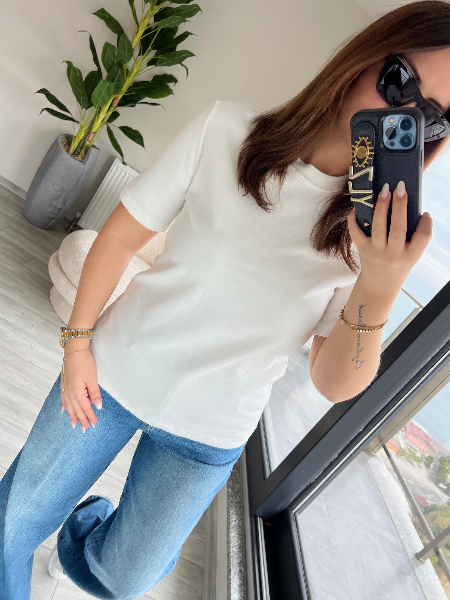 1075 Bisiklet Yaka Tshirt EKRU