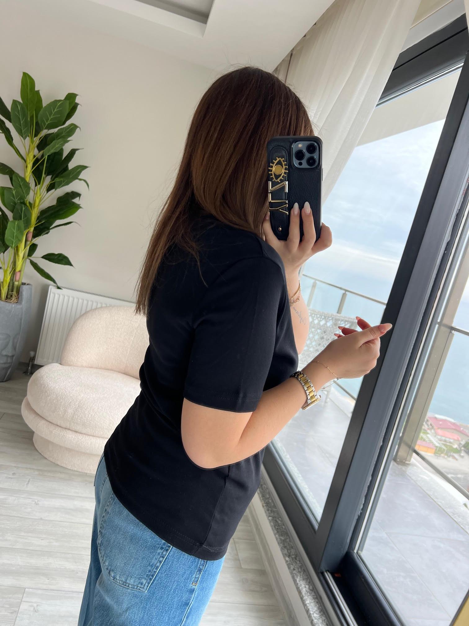 1075 Bisiklet Yaka Tshirt SİYAH