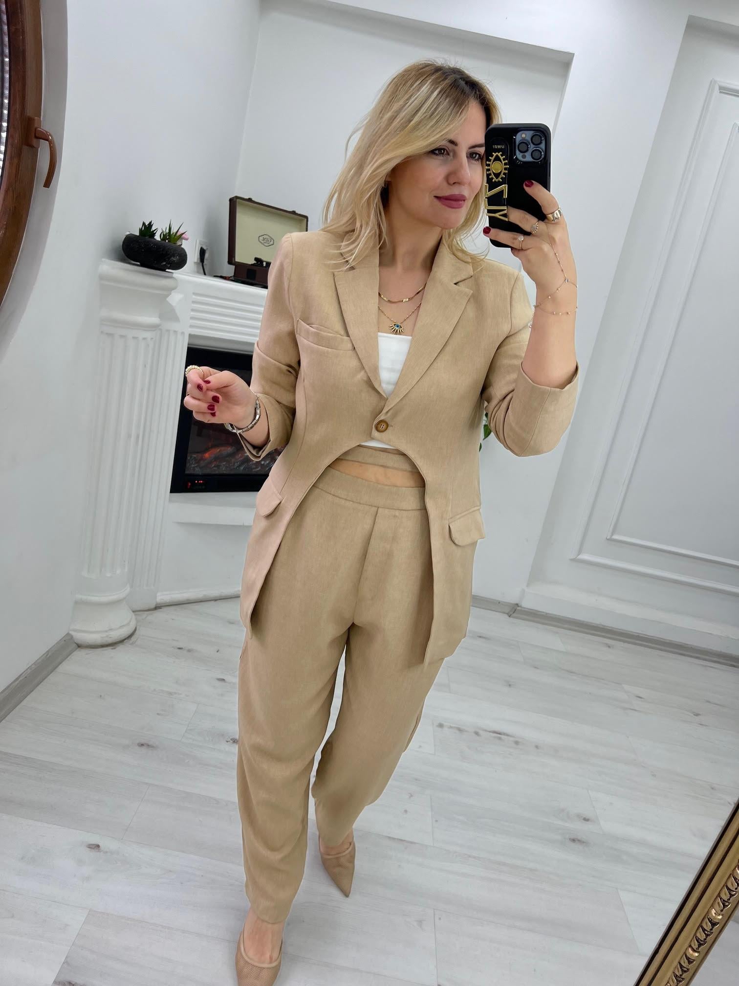 113018 Tasarım Ceket BEJ