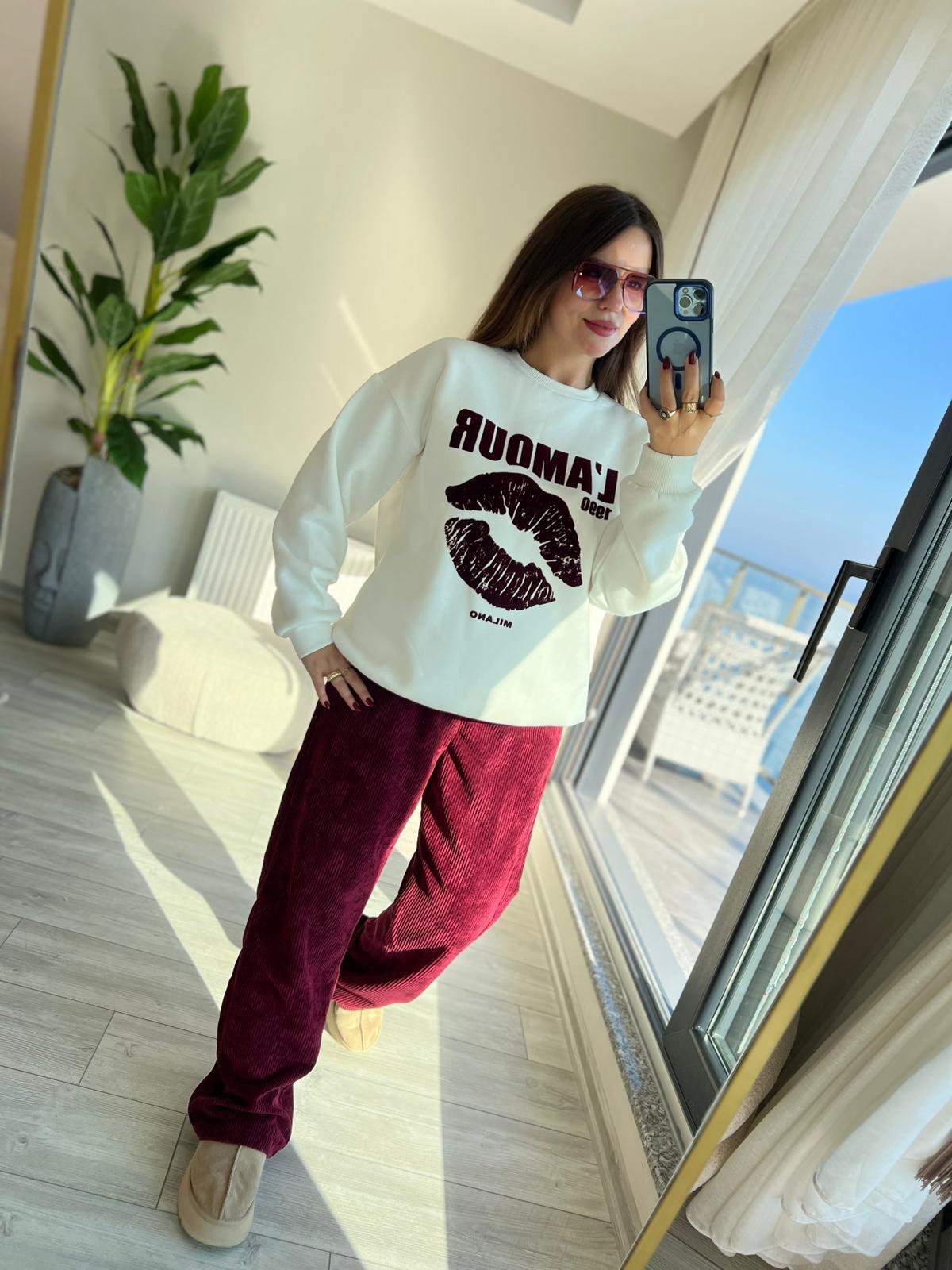 1211 Kadife Pantolon BORDO