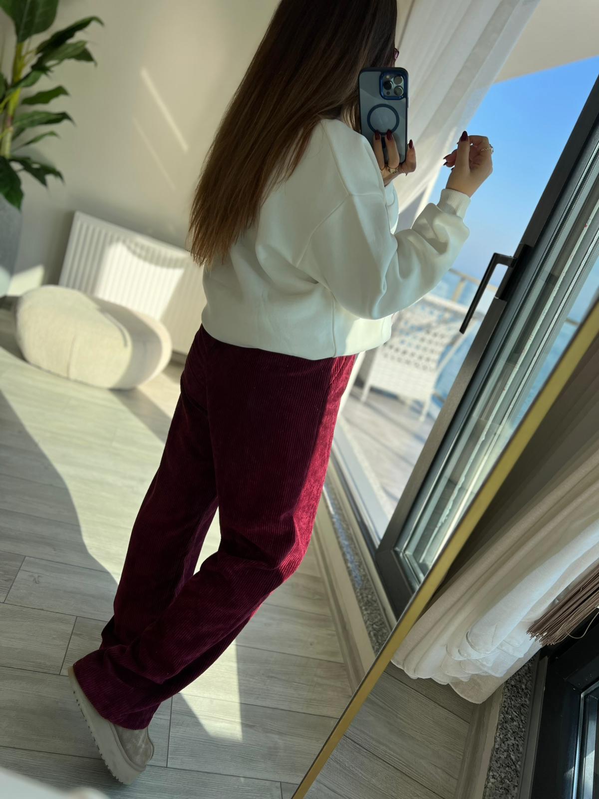 1211 Kadife Pantolon BORDO