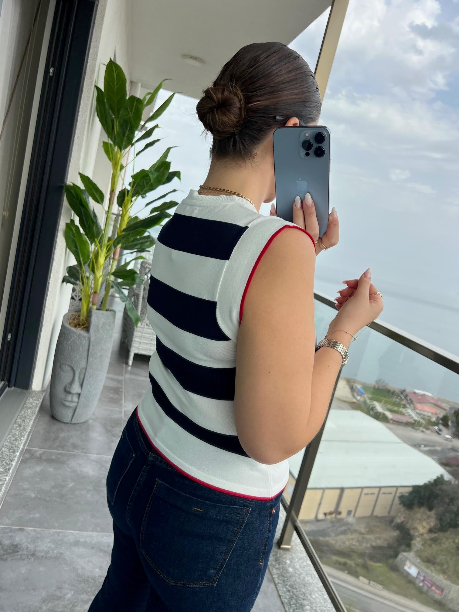 1256 Çizgili Atlet LACİVERT
