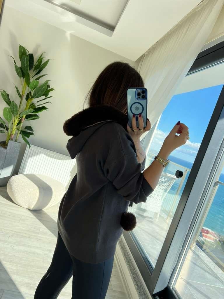 140215 Ponponlu Hırka KAHVE