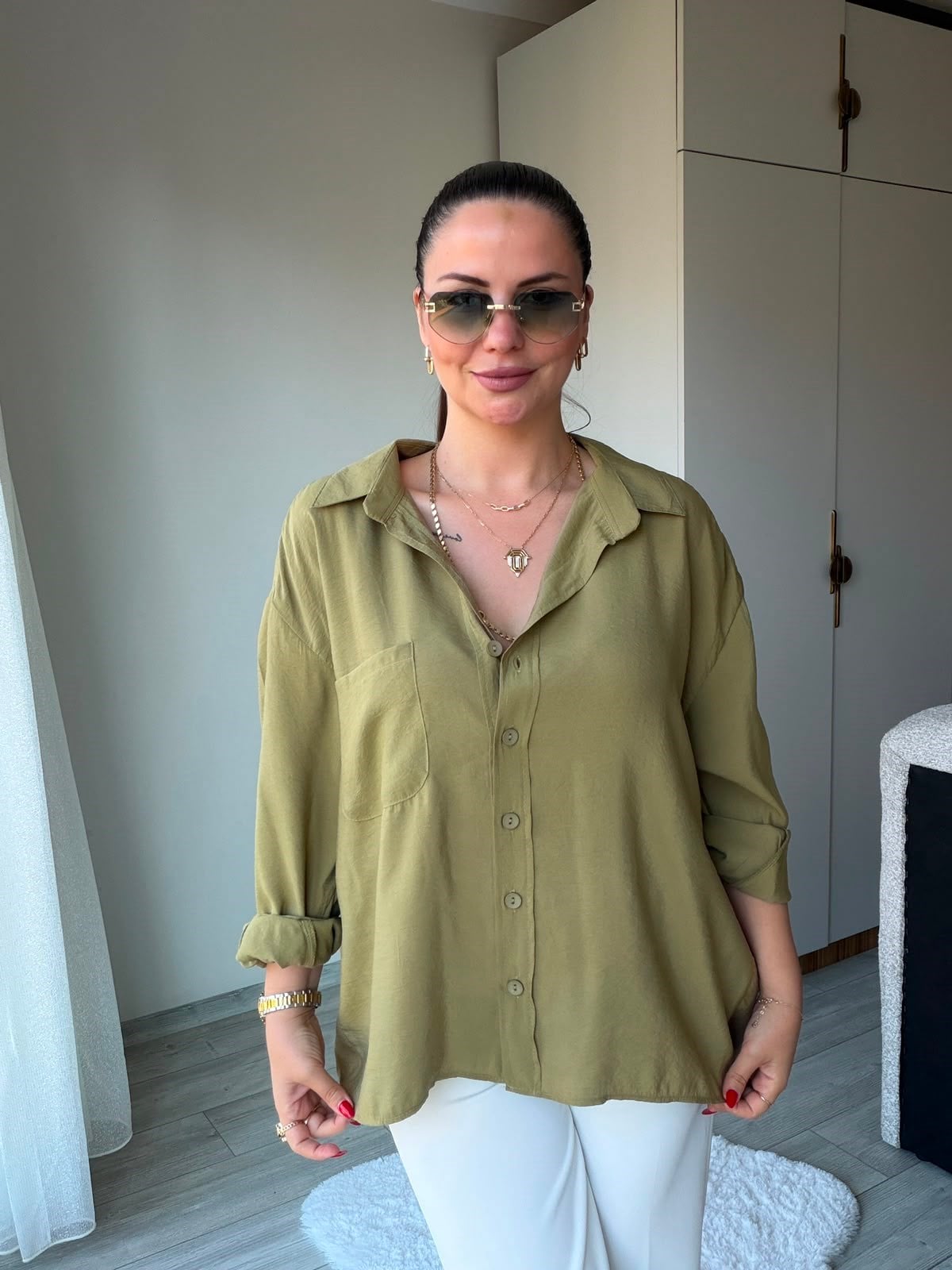 204 Düşük Kol Gömlek olive