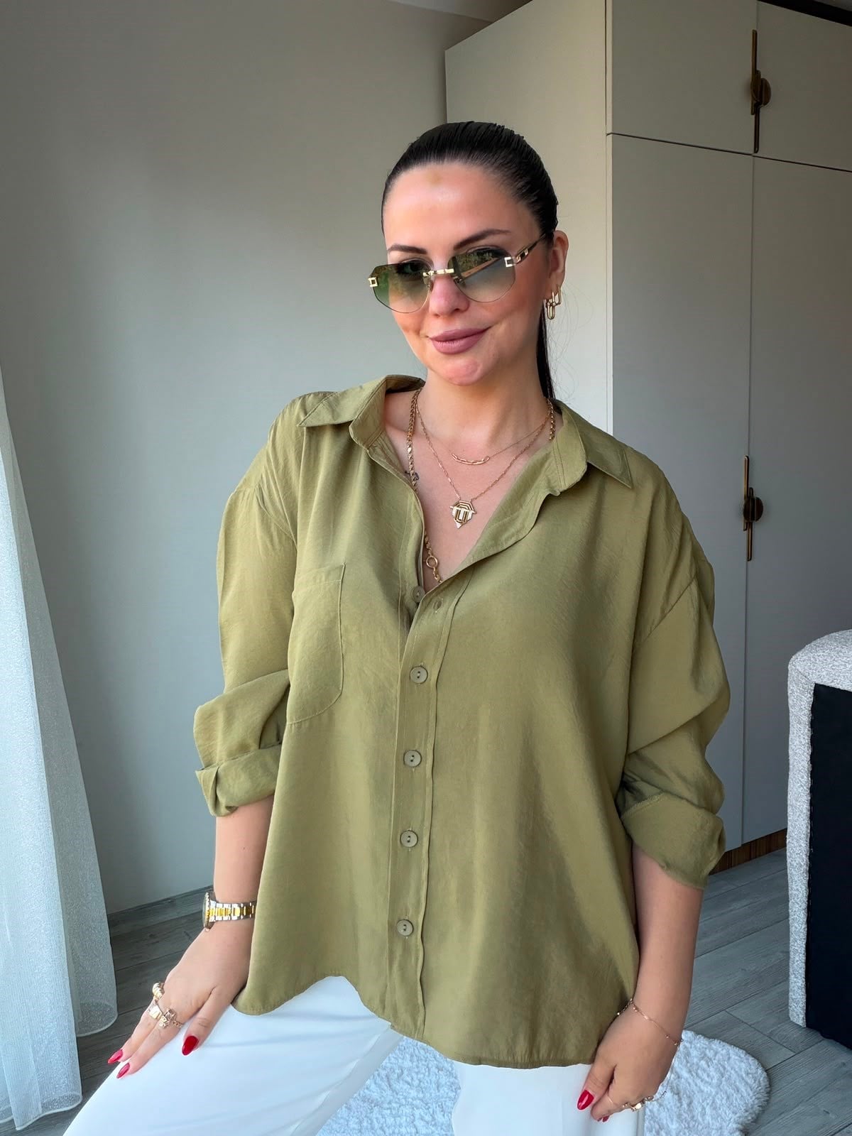 204 Düşük Kol Gömlek olive