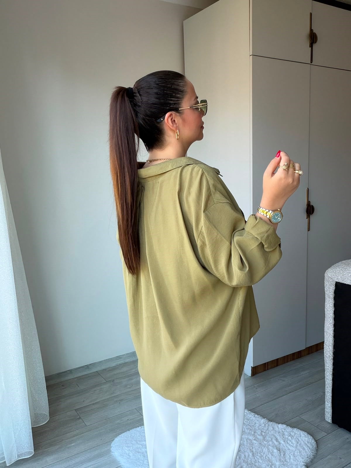 204 Düşük Kol Gömlek olive