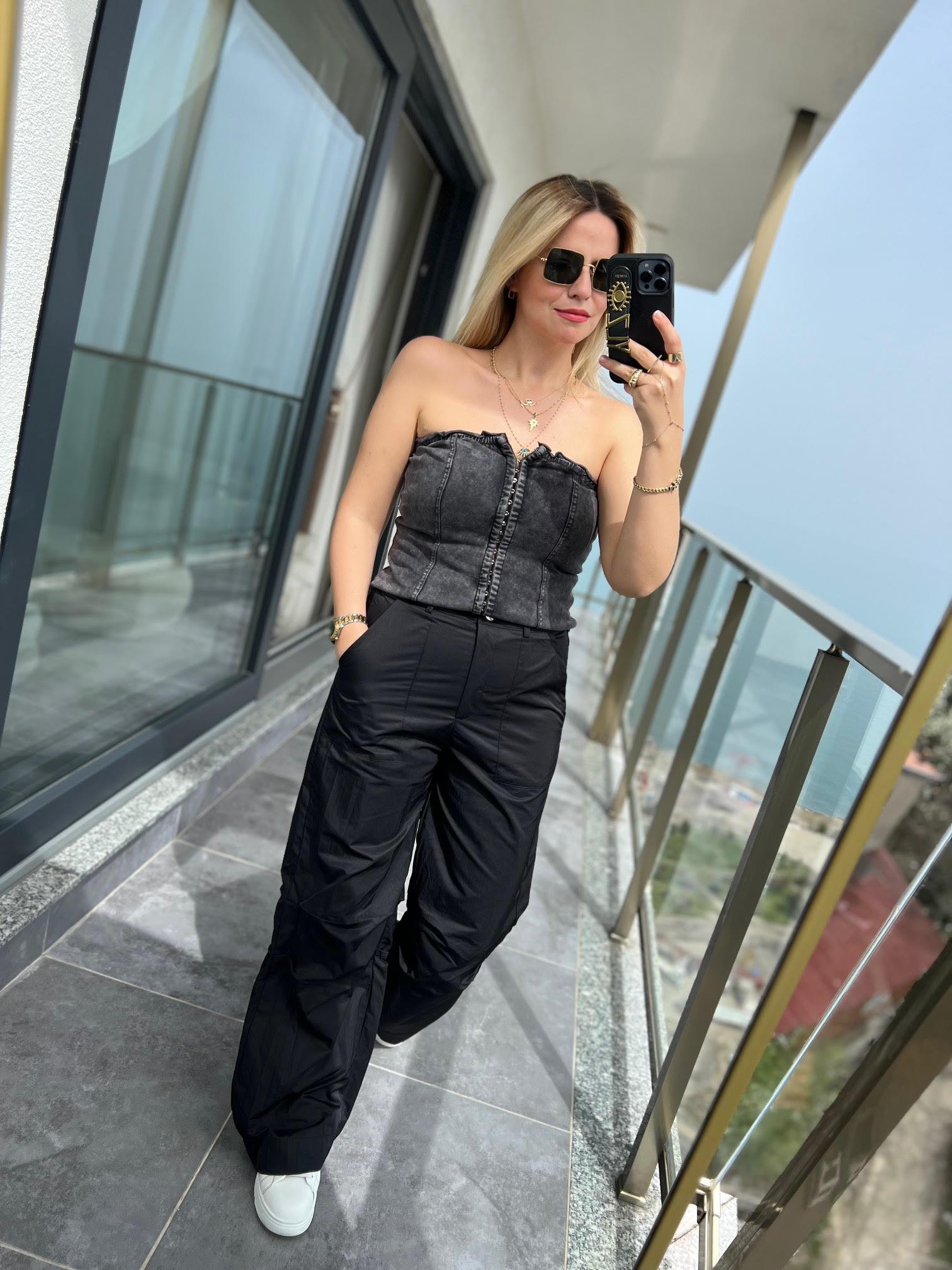 20662 Yıkamalı Korse Top ANTRESİT