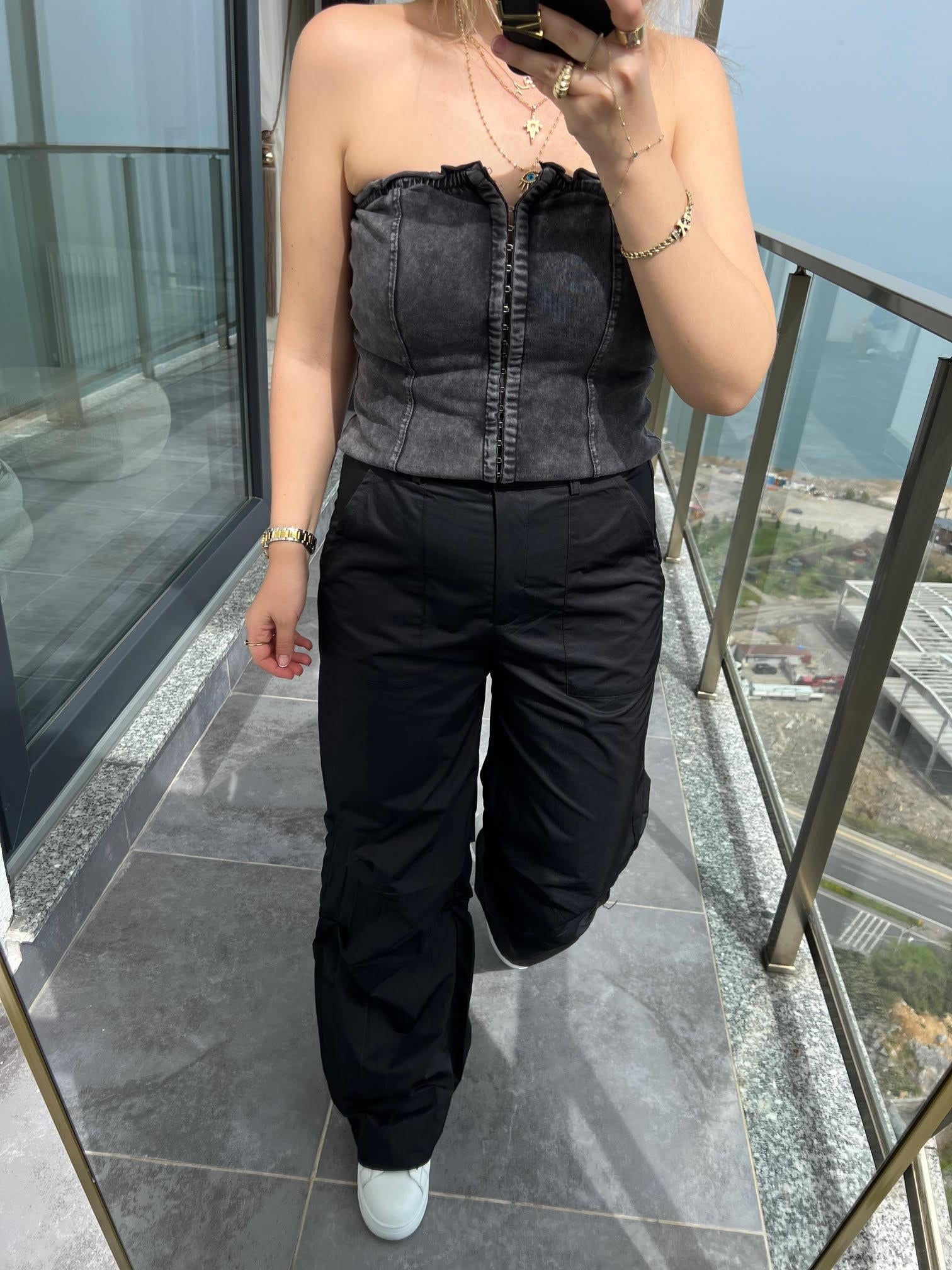 20662 Yıkamalı Korse Top ANTRESİT