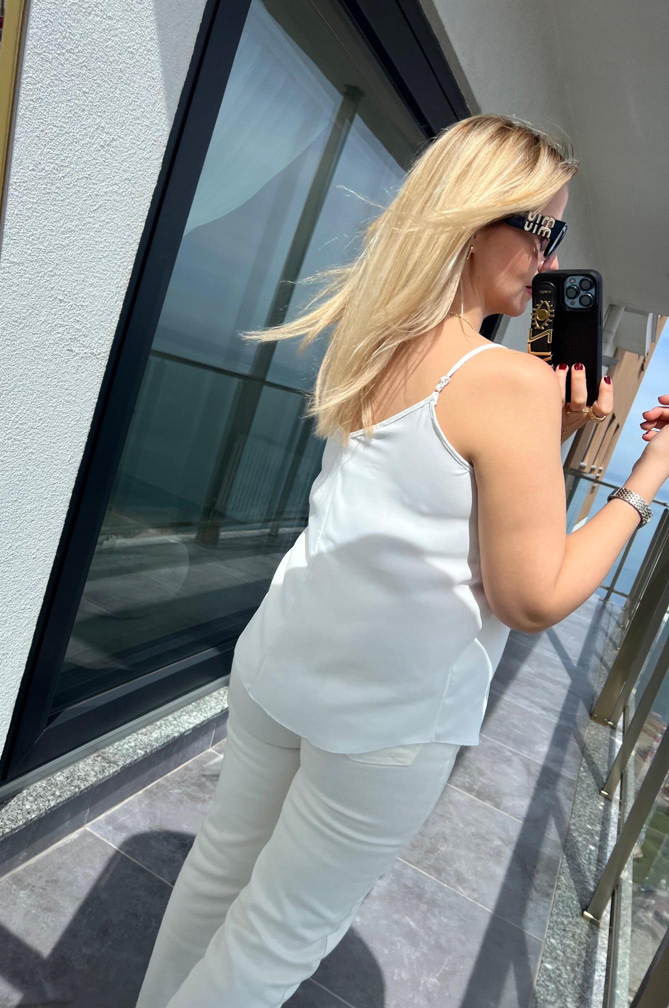 23444 Ajur Detaylı Bluz EKRU