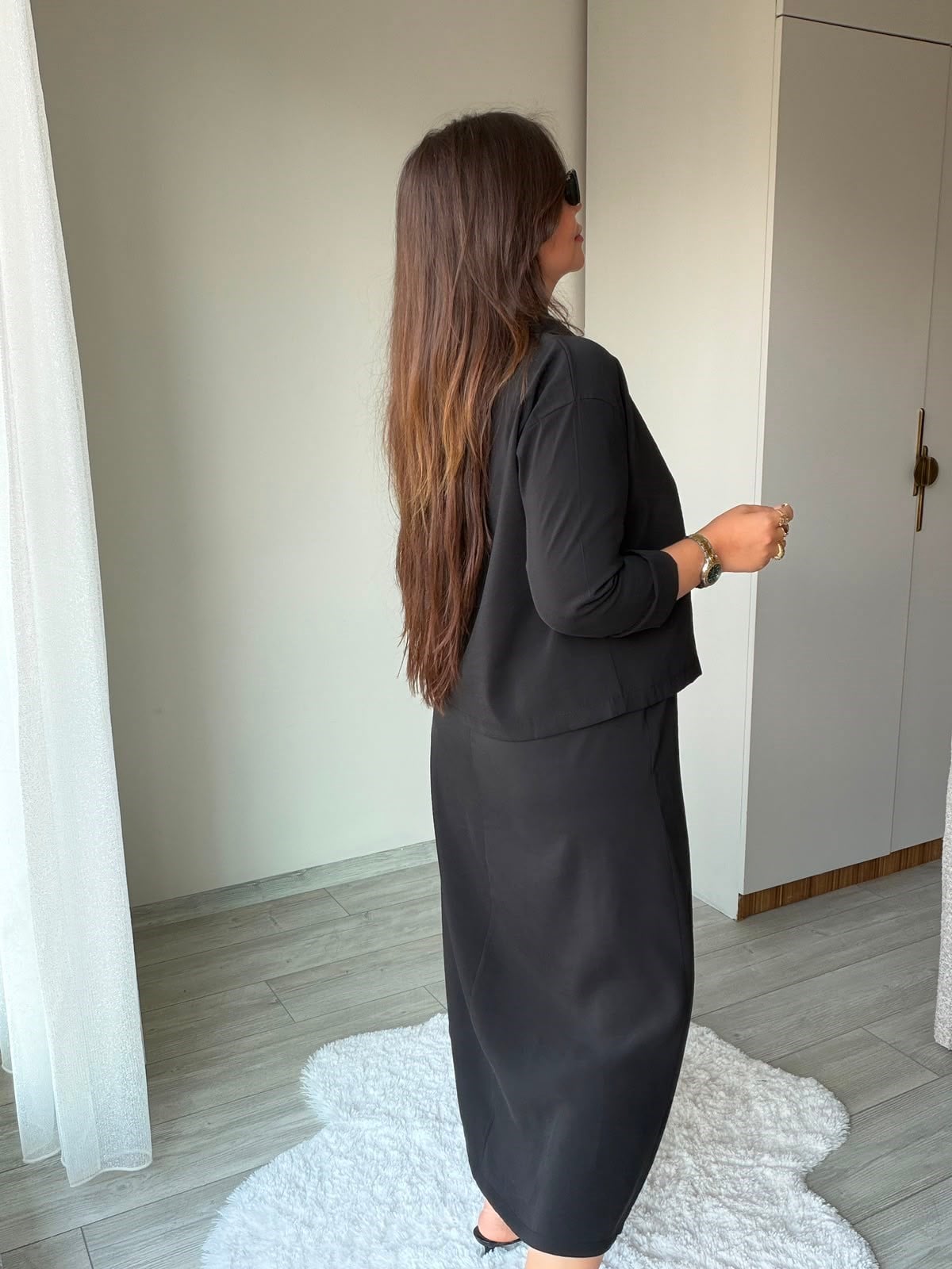 2419 Gömlekli Elbise SİYAH