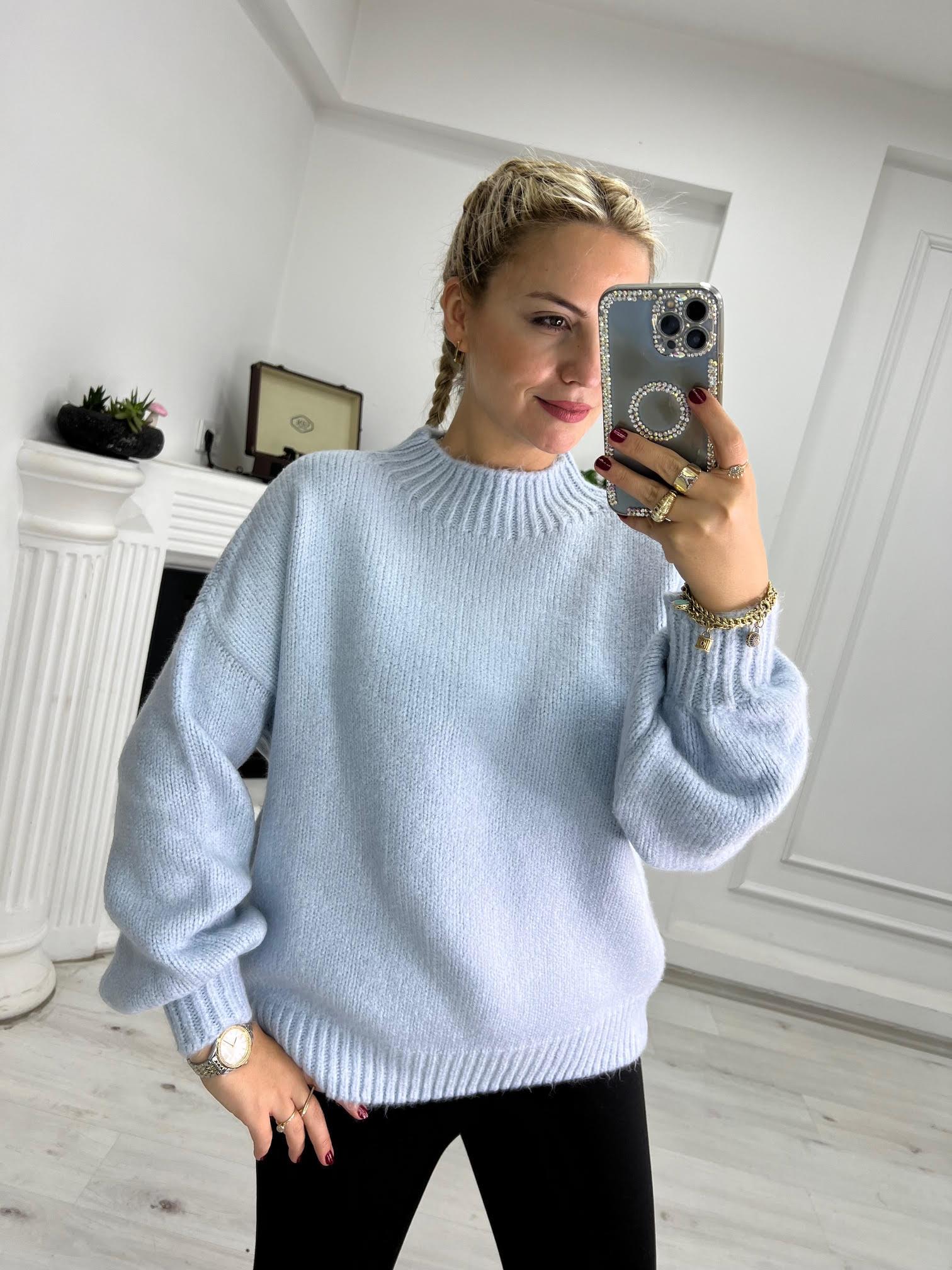 2441 Owersize Triko Kazak BEBE MAVİ