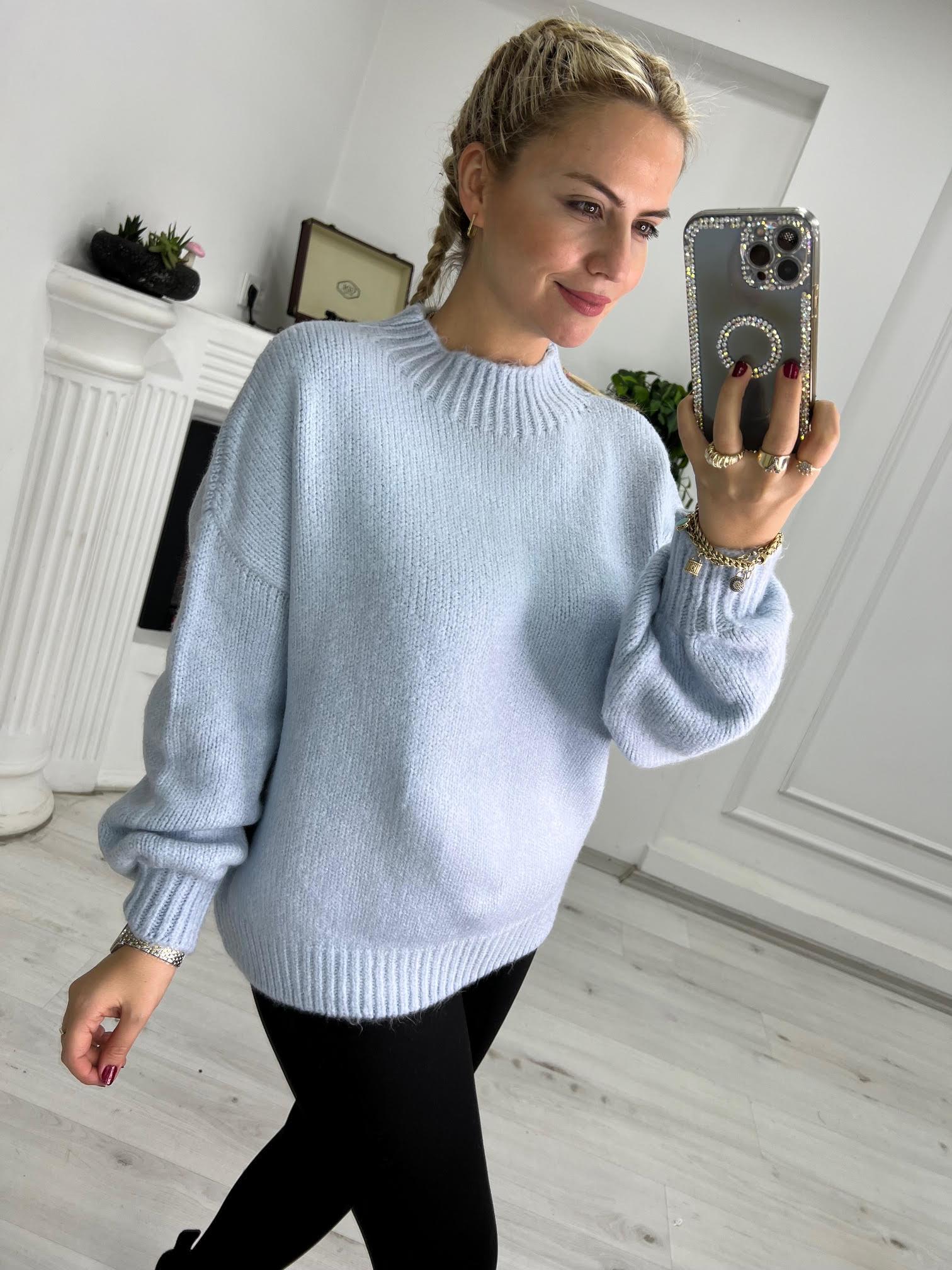 2441 Owersize Triko Kazak BEBE MAVİ