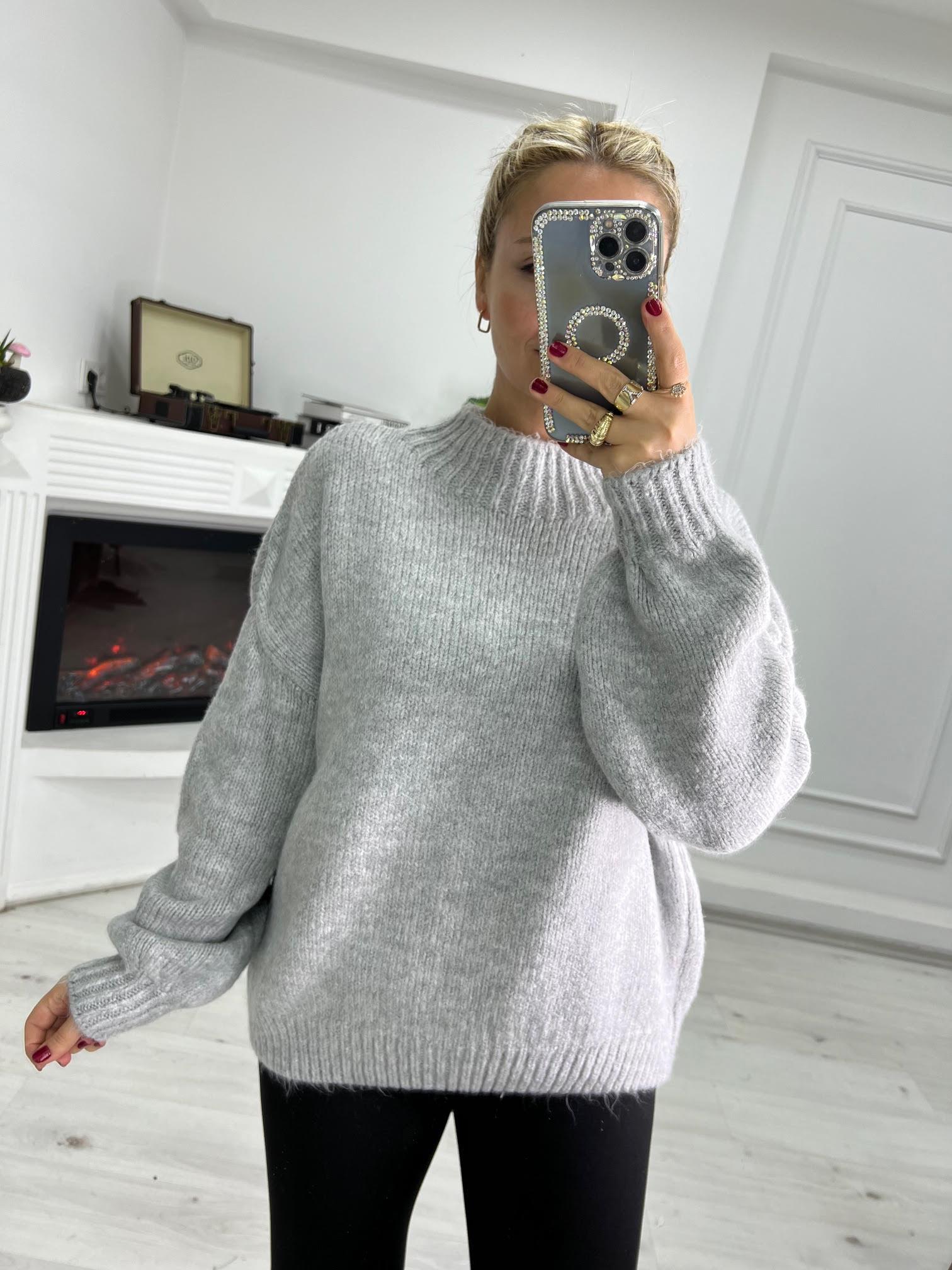 2441 Owersize Triko Kazak GRİ