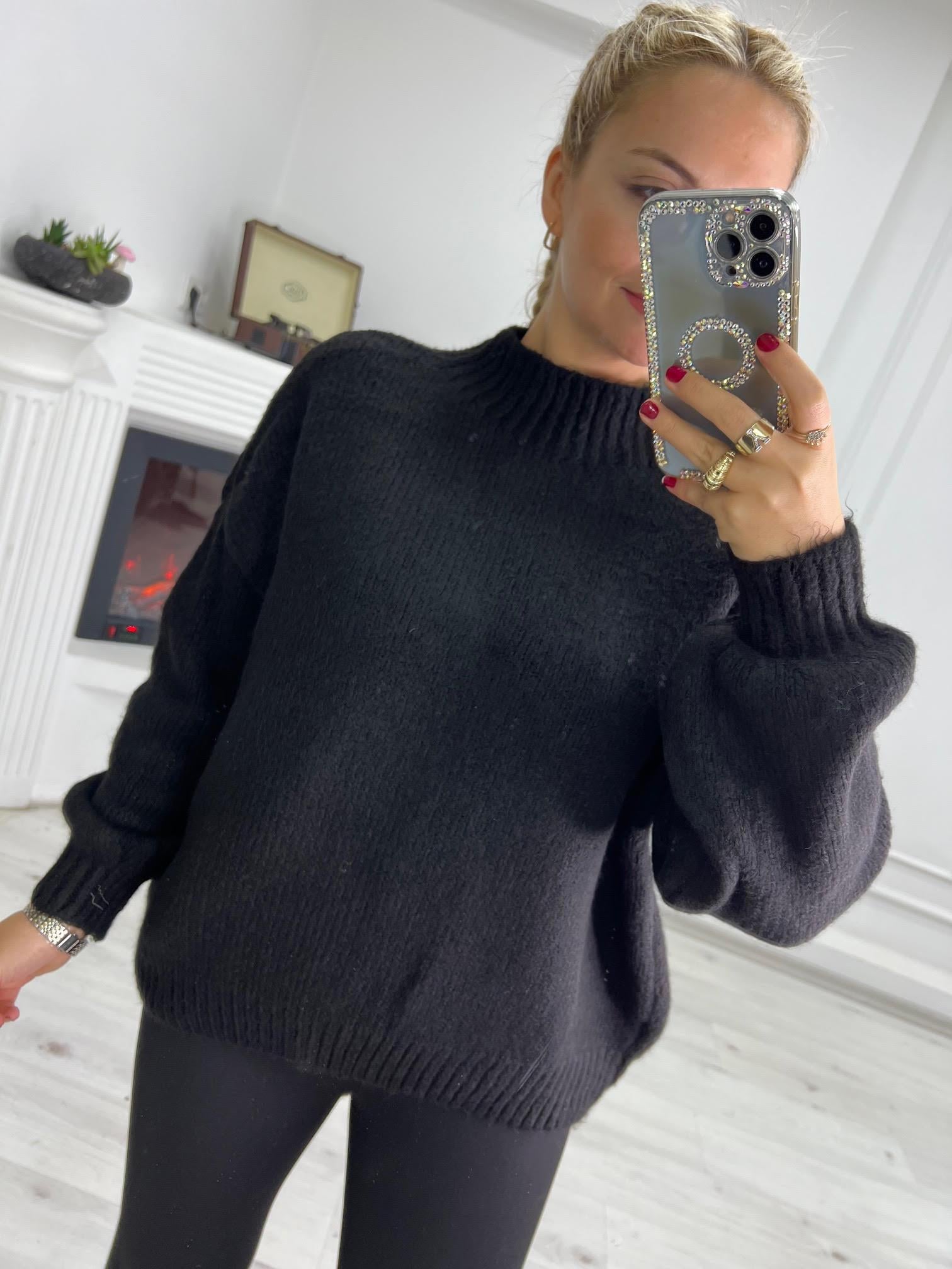 2441 Owersize Triko Kazak SİYAH